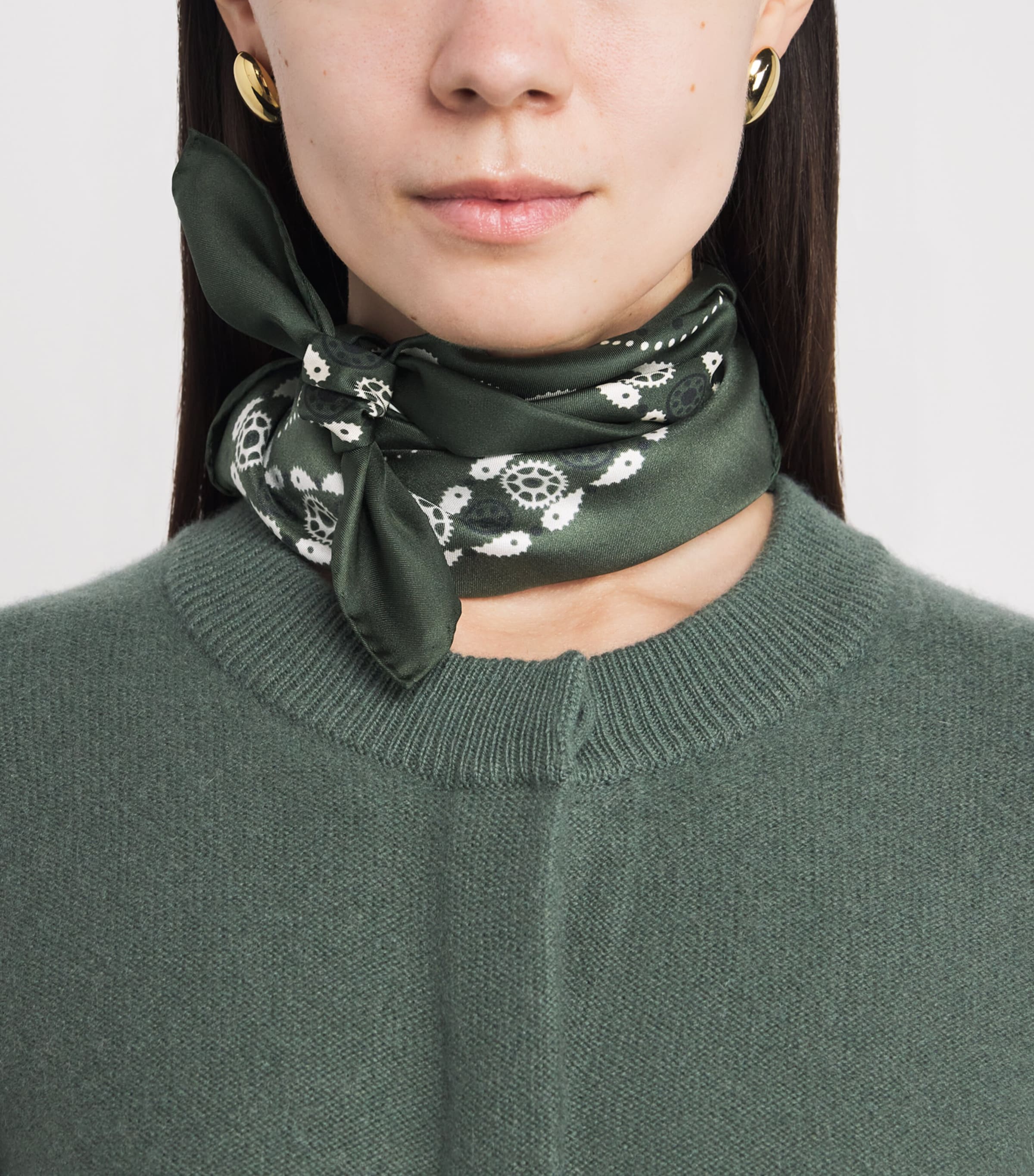 Silk Paisley Print Scarf GREEN Image 2