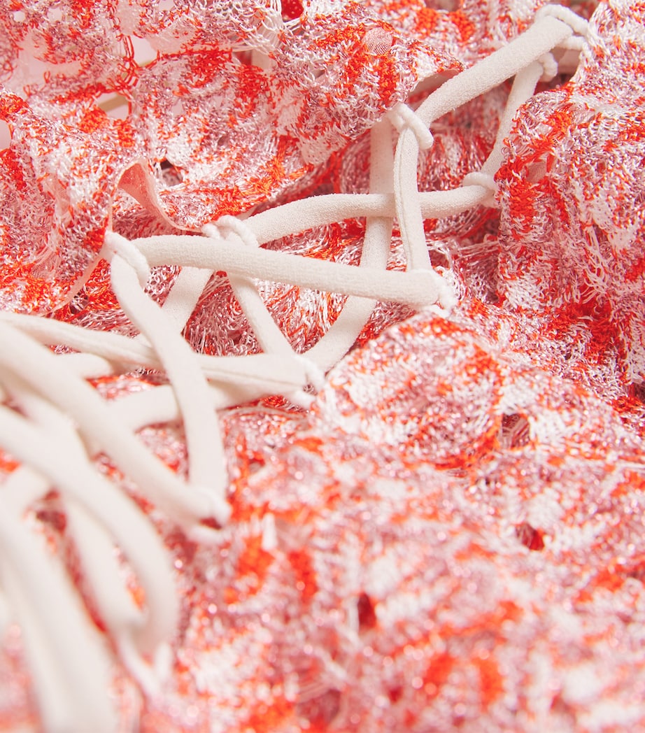 Metallic-Crochet Mini Dress S416Y RED Image 5