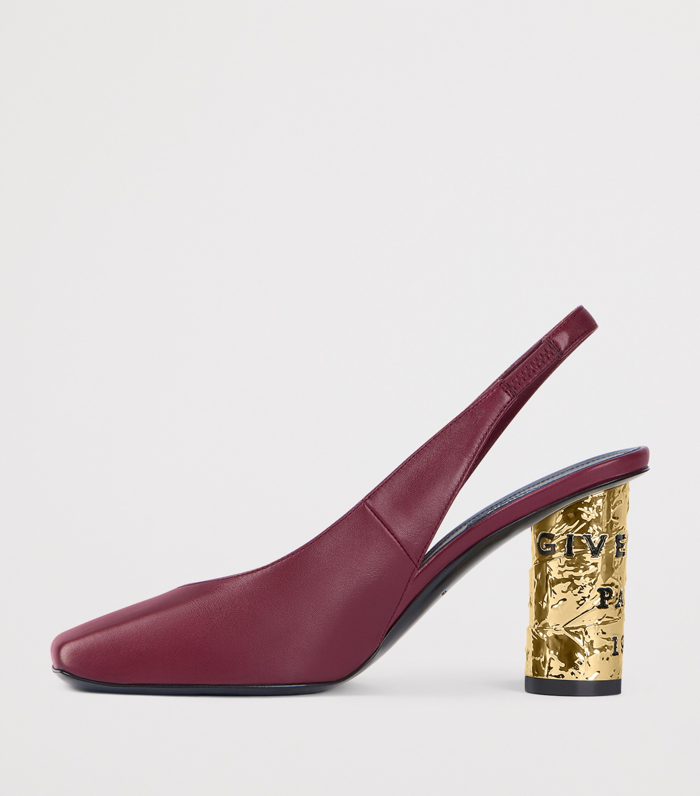 Leather Slingback Heels 85 BURGUNDY Image 3