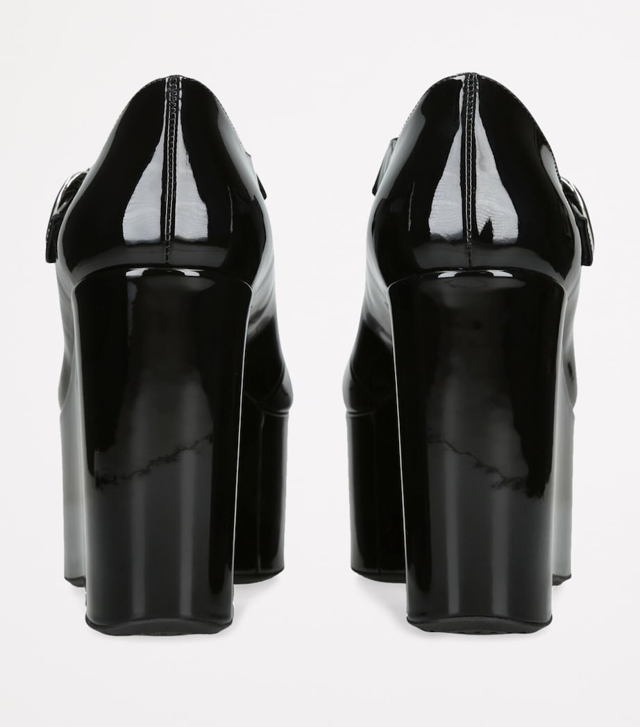 Leather Criss-Cross Wedges 90 BLACK Image 2