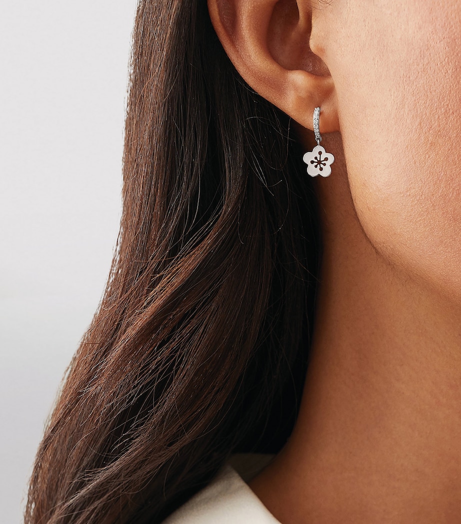 White Gold and Diamonds Mini Blossom Drop Earrings SILVER Image 2