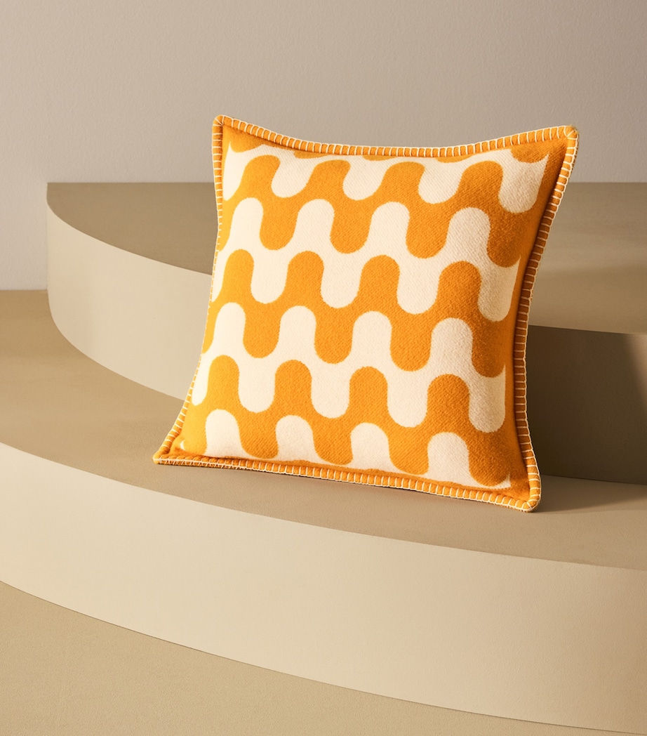 Wool Modernism 003 Cushion (50cm x 50cm) 9E16 - BRIGHT ORANGE Image 4
