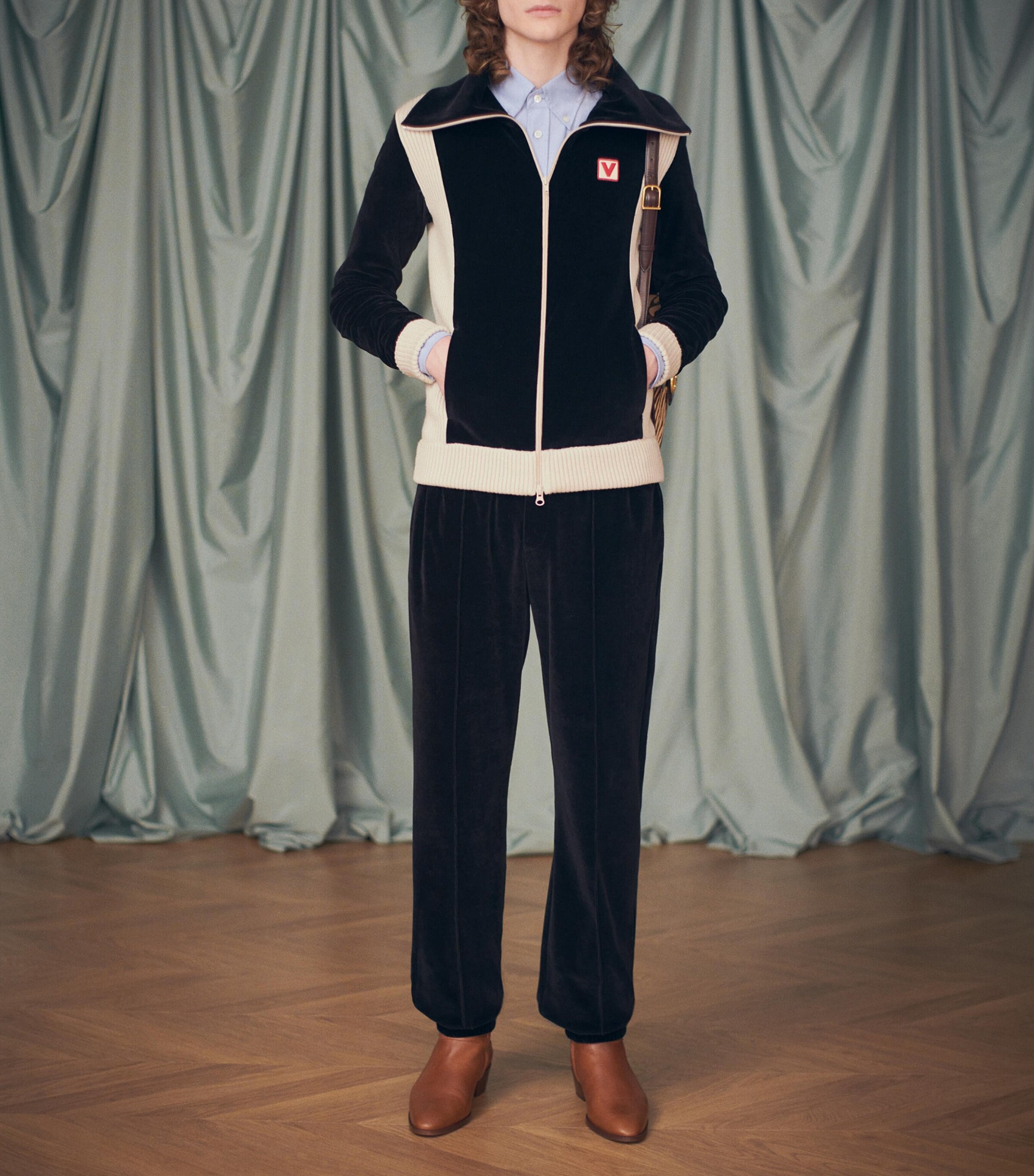 Cotton-Blend Chez Valentino Sweatpants 0NO Image 9