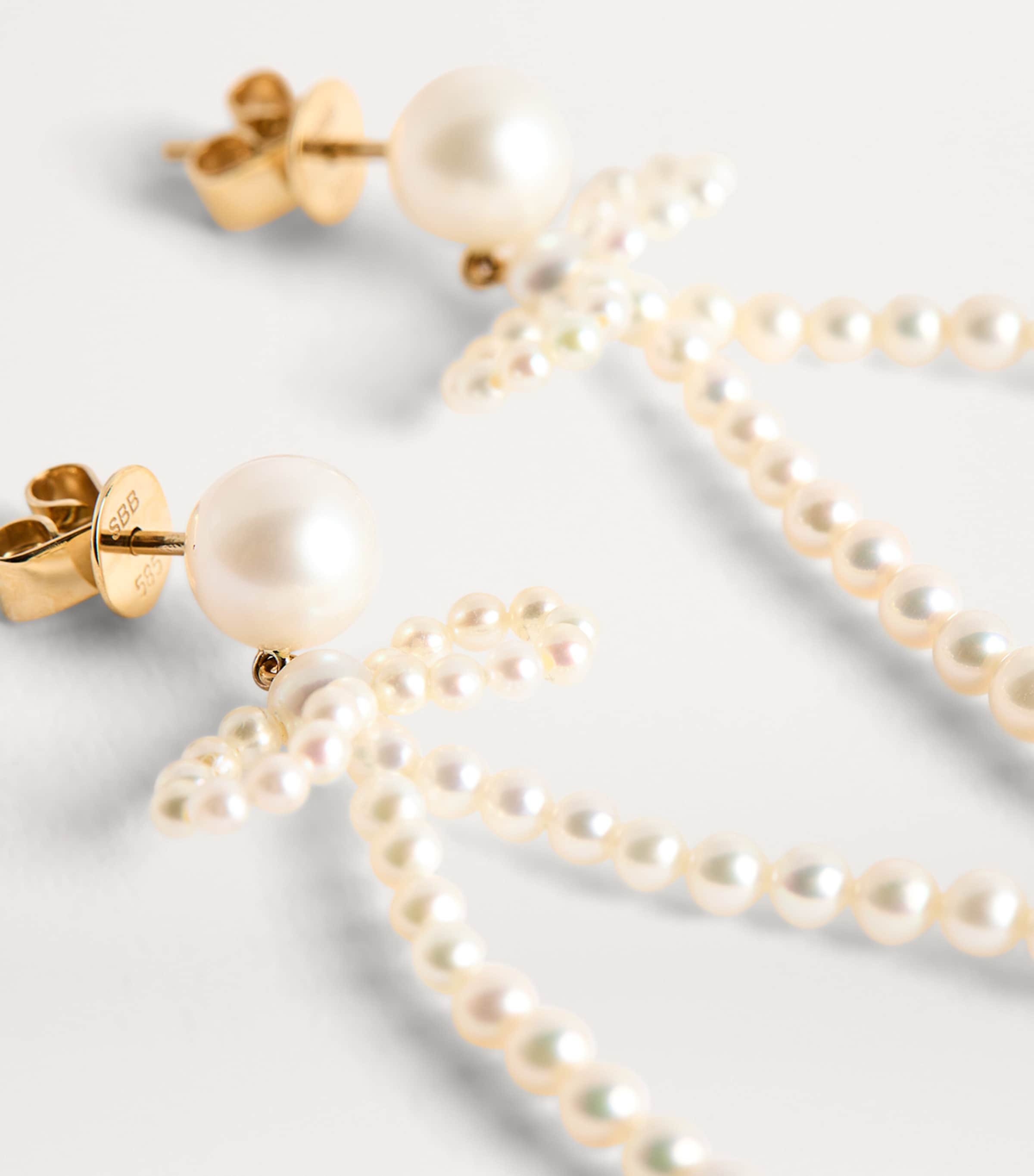 Yellow Gold and Freshwater Pearl Bow Rosette Earrings YELLOW GOLD Image 6