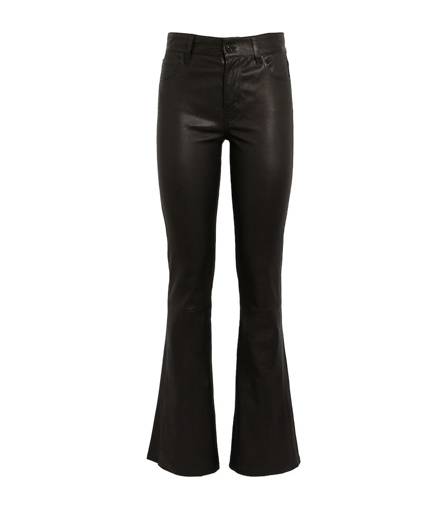 Leather Low-Rise Bootcut Jeans BLACK Image 1