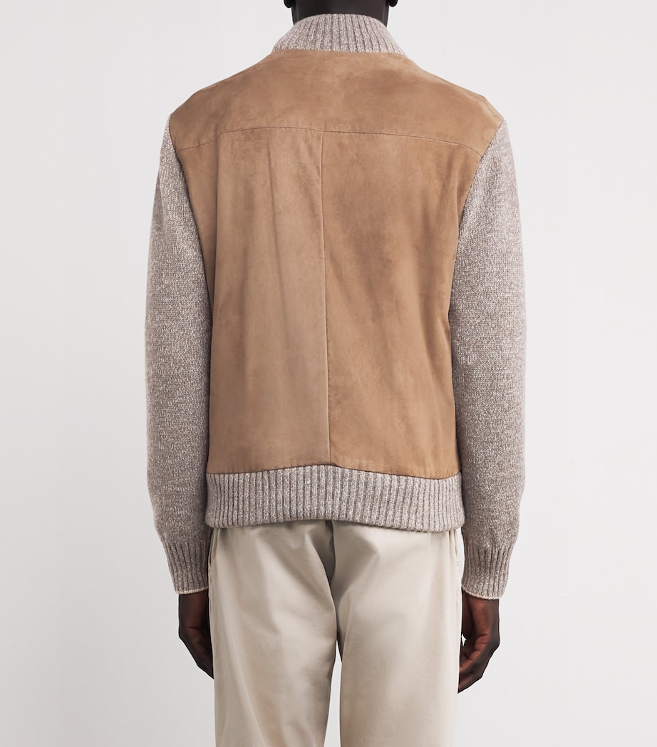 Suede Zip-Up Jacket 074 TORTORA-BEIGE Image 4