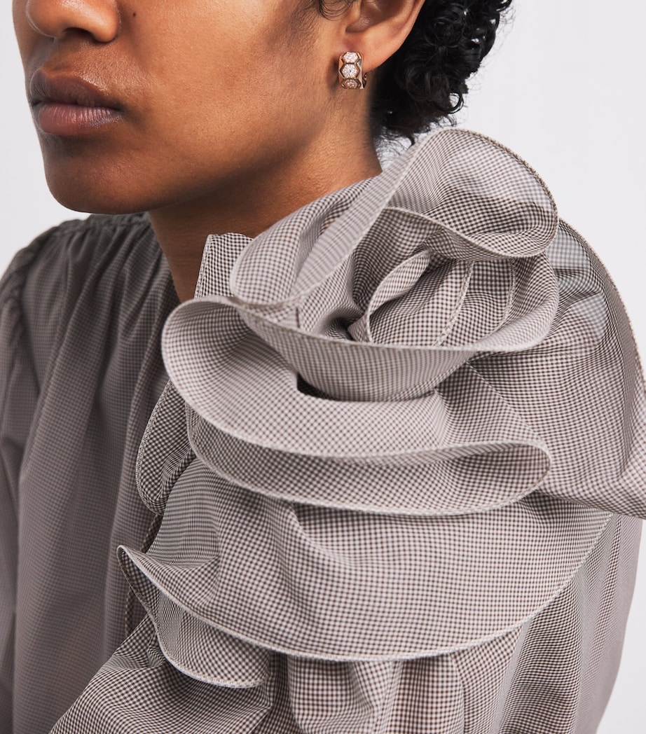 Rose Gold and Diamond Honeycomb Huggie Earrings ROSE GOLD Image 2