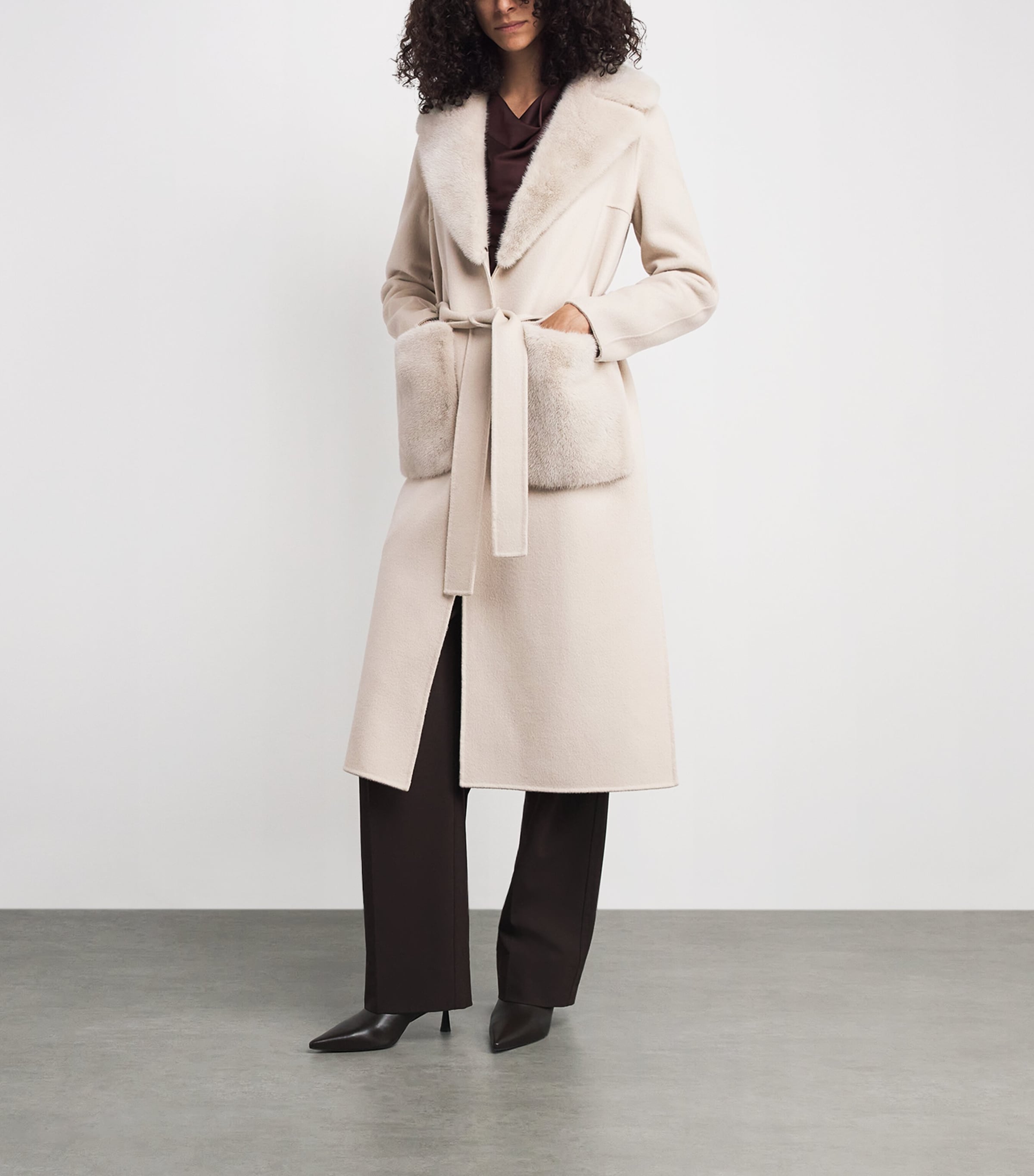 Cashmere-Mink Belted Long Coat A2122 Image 2
