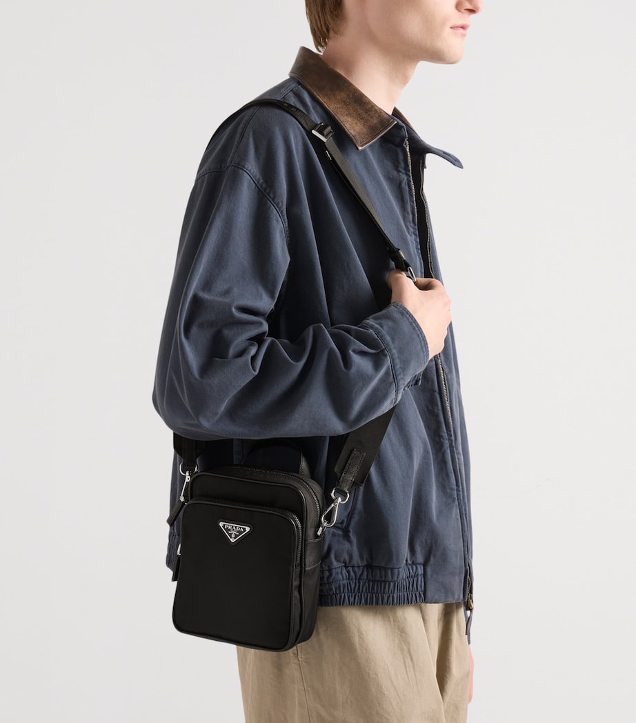 Prada Re-Nylon and Saffiano Leather Messenger Bag Black Image 8