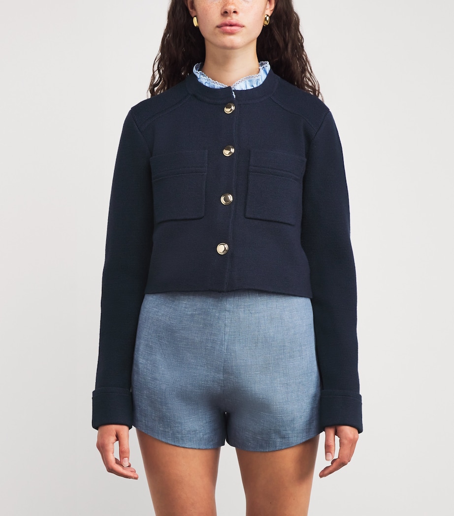 Ruffle-Collar Cardigan NAVY BLUE Image 3