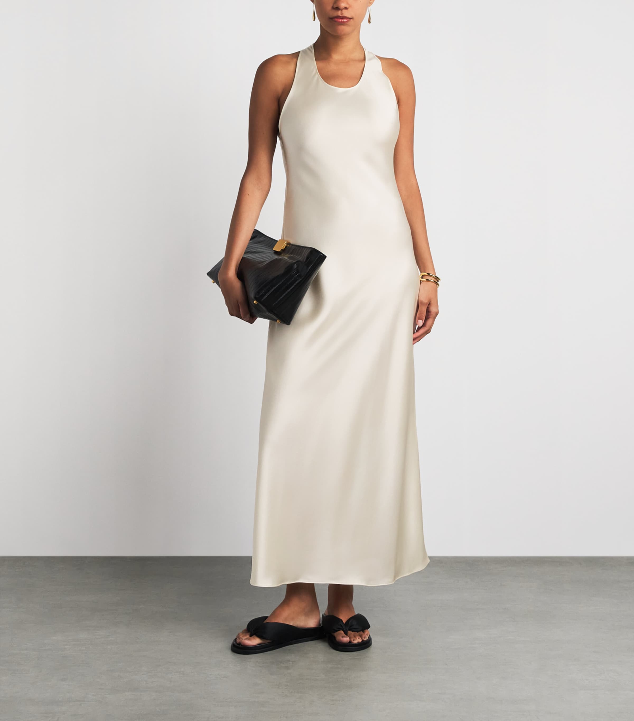 Almada Label Womens Satin Zila Maxi Dress Vanilla Image 2
