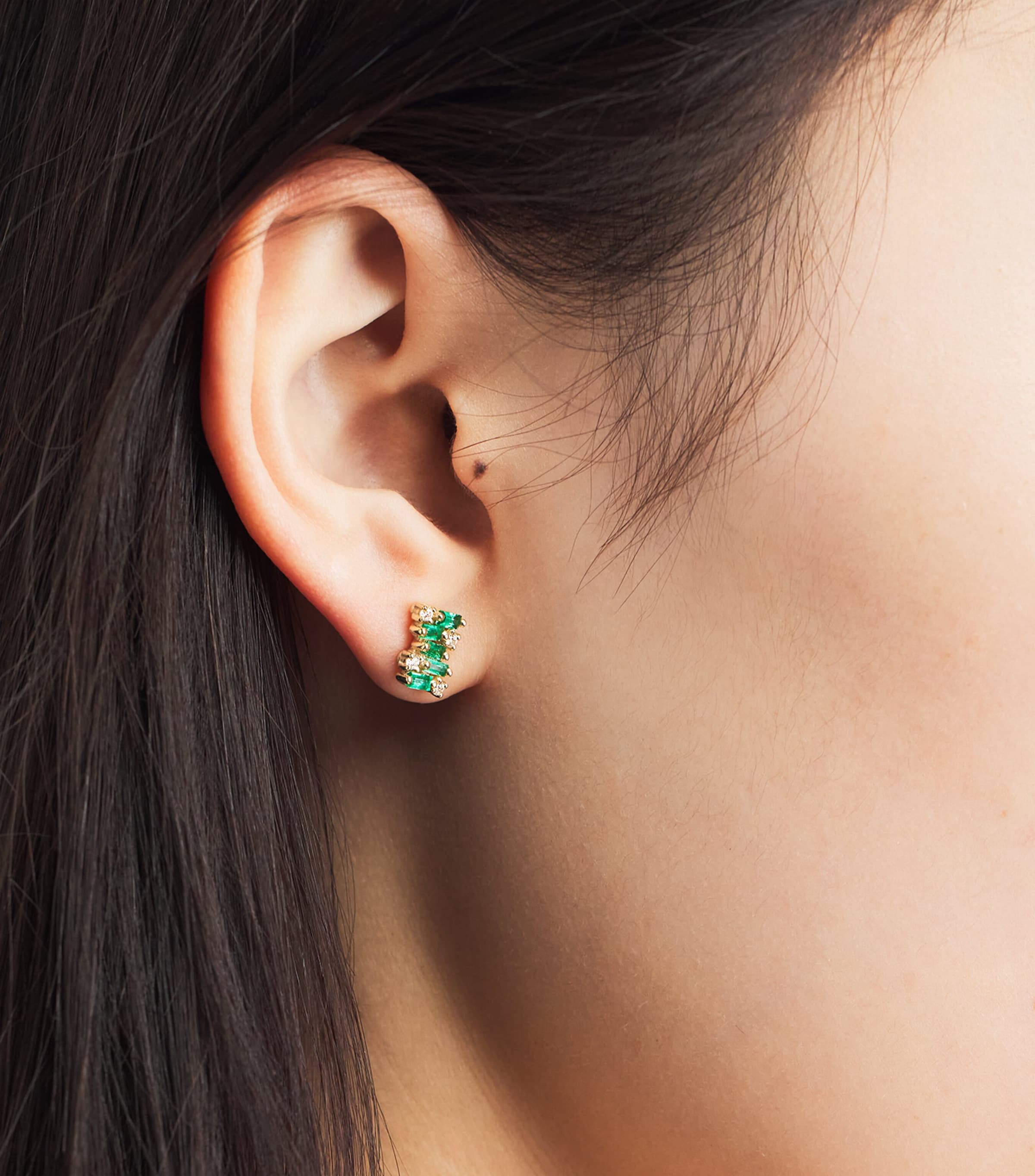 Suzanne Kalan Yellow Gold, Emerald and Diamond Shimmer Earrings Yg/emer Image 2