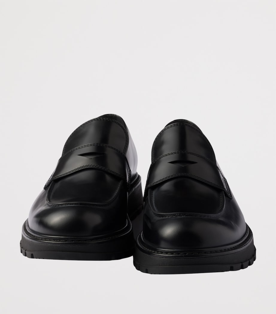 Brushed Leather Flatform Loafers F0002 Image 6