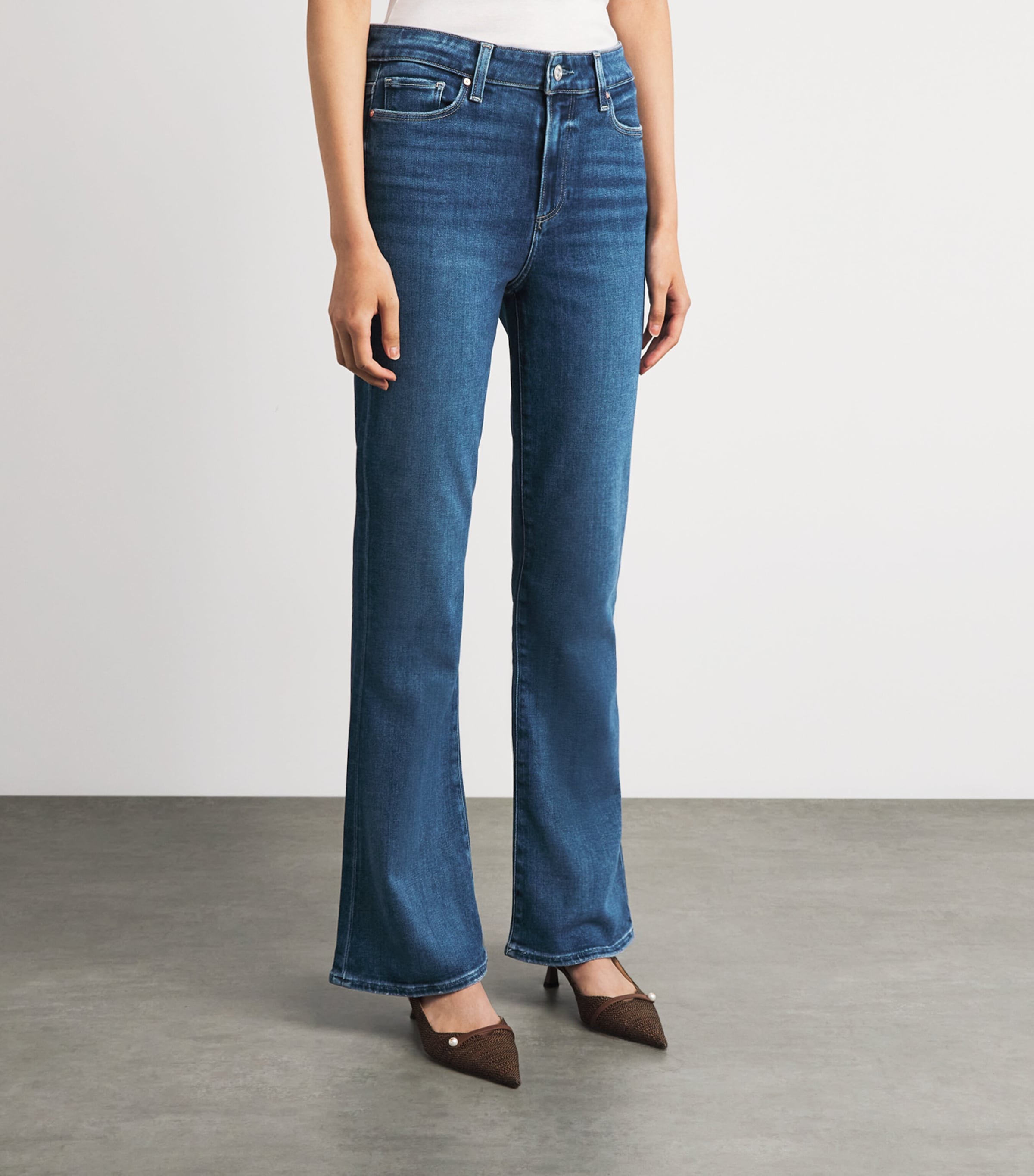 PAIGE Womens Stretch-Denim Laurel Canyon Bootcut Jeans A Capella Image 4