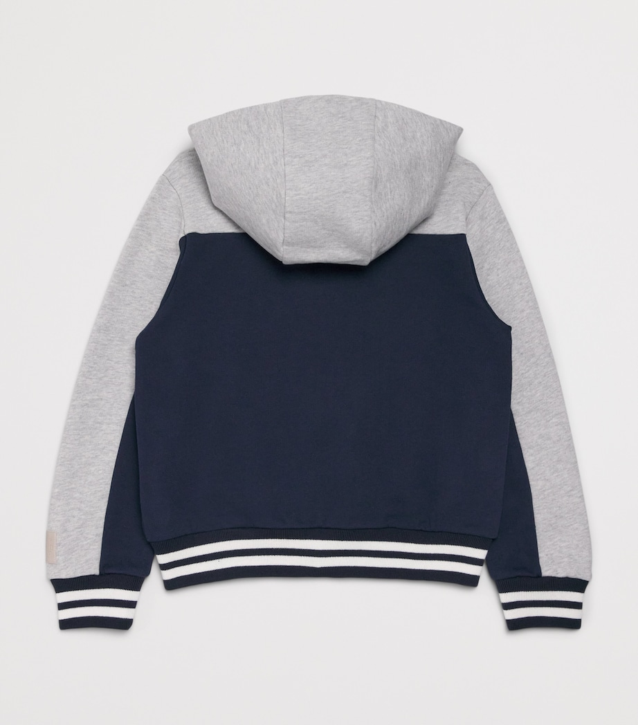 Eleventy Kids Cotton Tipped Zip-Up Hoodie (4-16 Years) Blue Image 2