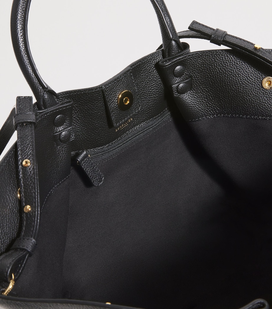 Midi Leather New York Tote Bag BLACK Image 4