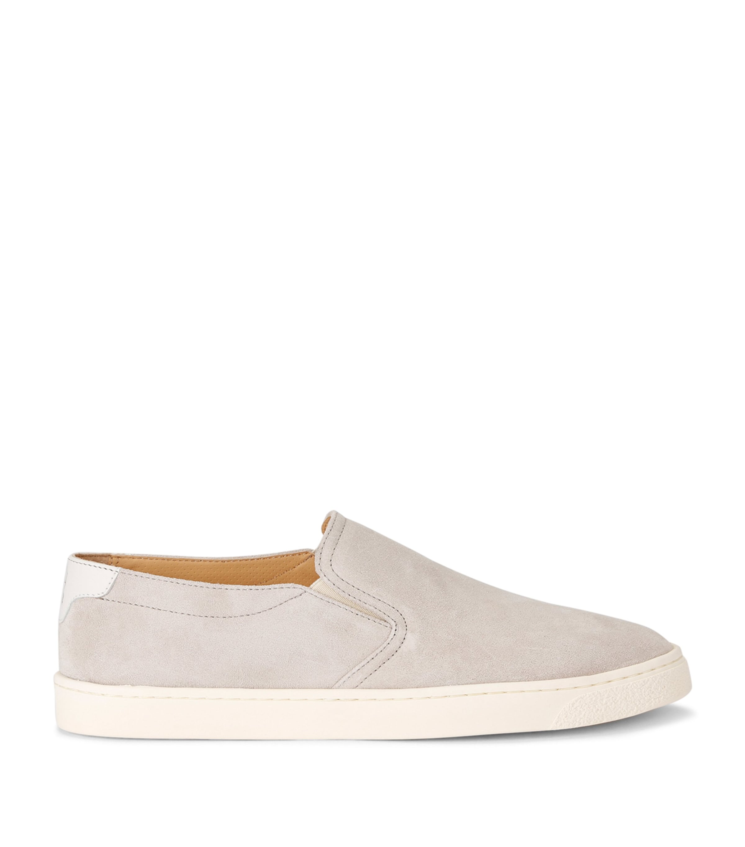 Brunello Cucinelli Leather-trimmed Suede Slip-on Sneakers In Neutrals