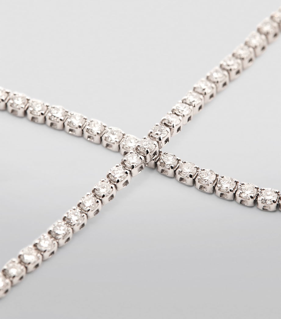 White Gold and Diamond Single Line Thread Bracelet WHITE GOLD Image 6