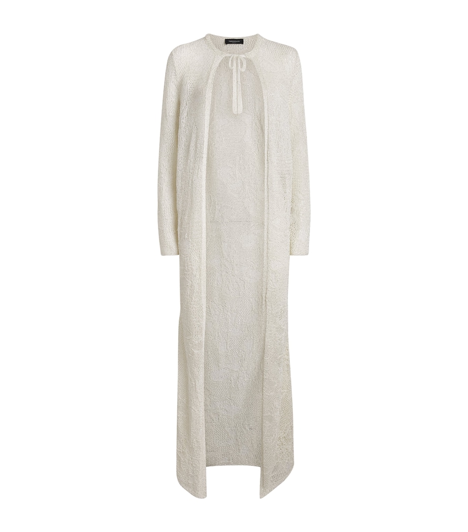 Fabiana Filippi Womens Sequinned Openwork Long Cardigan Mastice Image 1