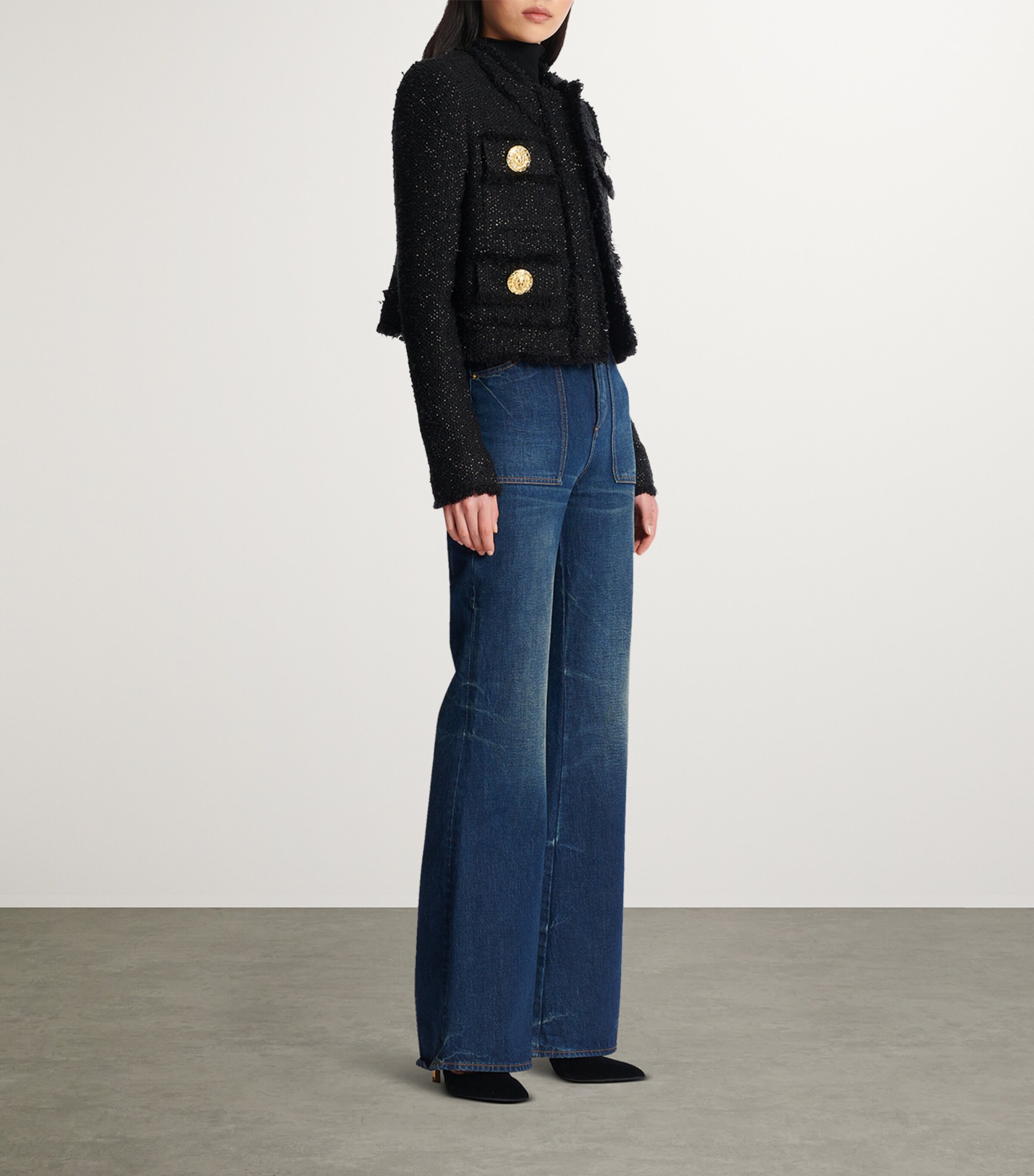 Tweed Cropped Jacket NOIR Image 2