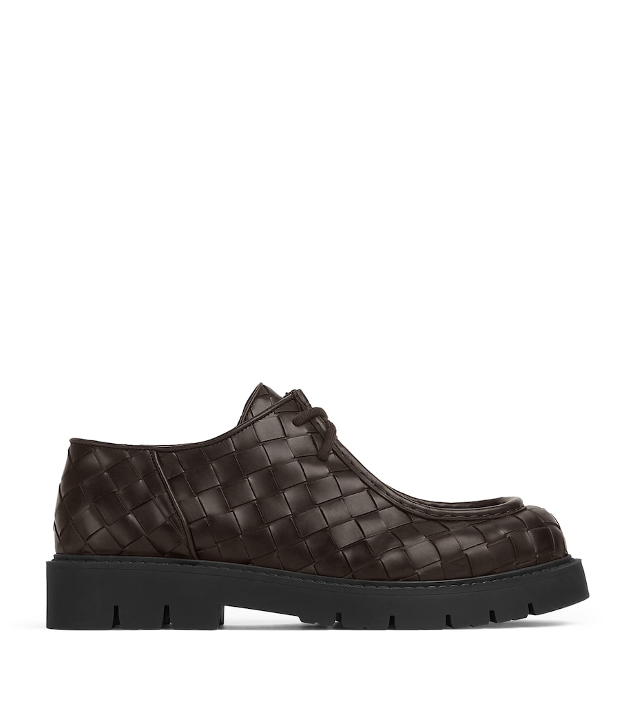 Bottega Veneta Leather Intrecciato Haddock Boat Shoes Image 1