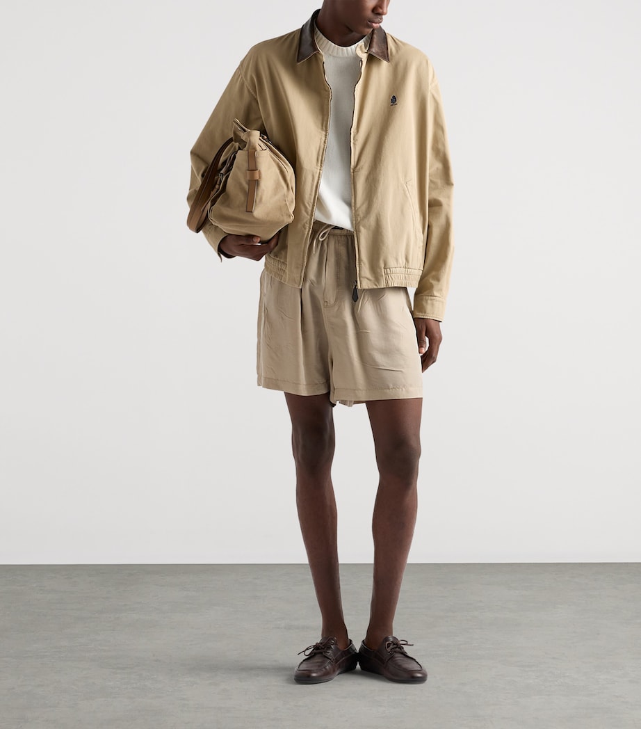 Prada Mens Silk Bermuda Shorts Neutral Image 2