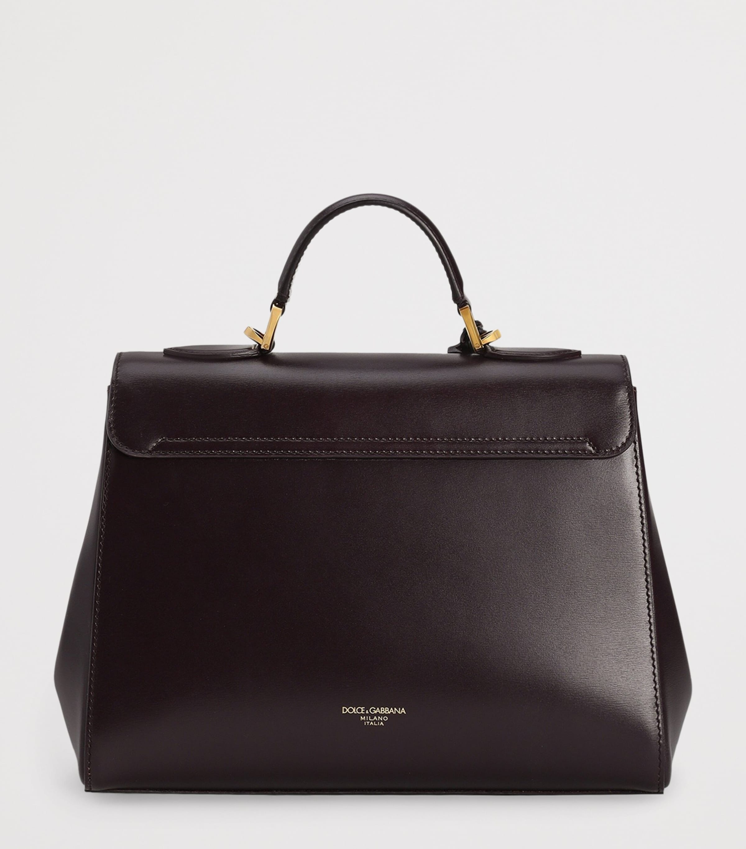 Dolce&Gabbana Palmellato Calfskin Marlene Top-Handle Bag Wine Image 4