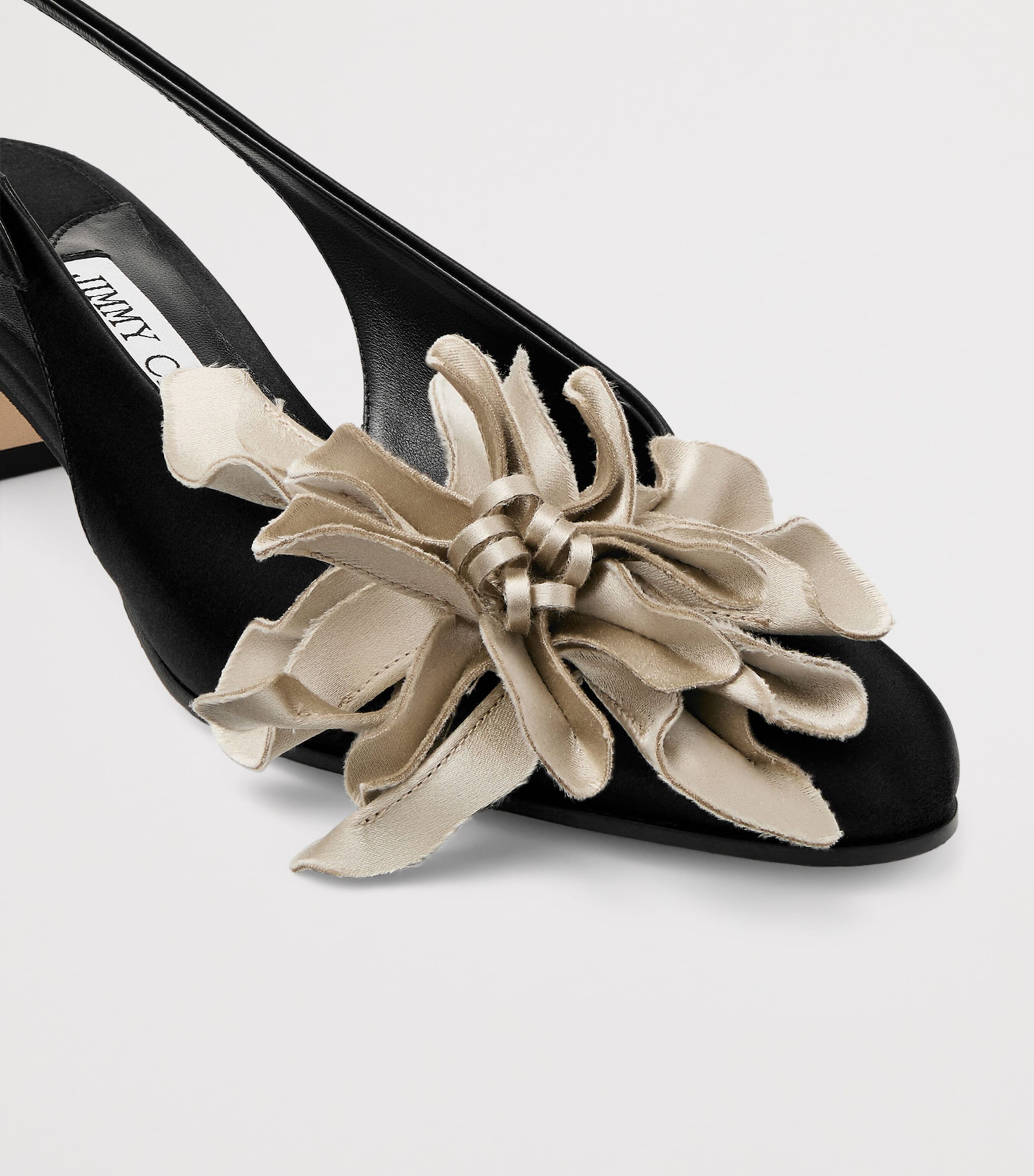 Jimmy Choo Eyla 45 Floral-Appliqué Slingback Pumps Black/bone Image 5