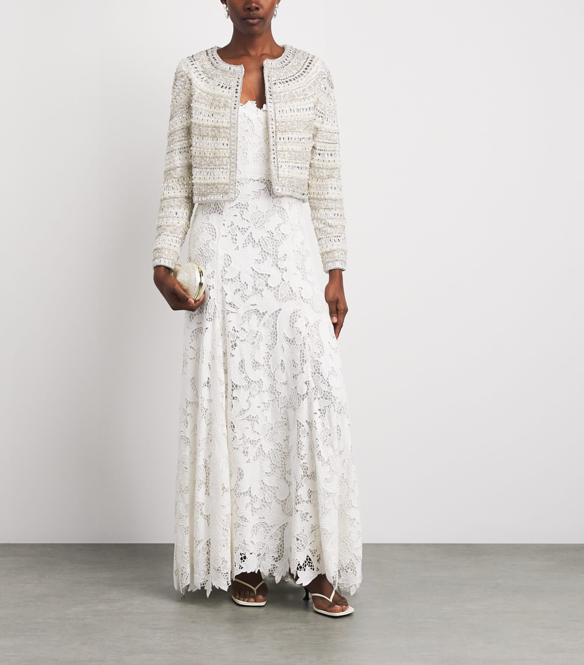 Alice+Olivia Womens Embellished Kidman Jacket Off White/silver Image 2