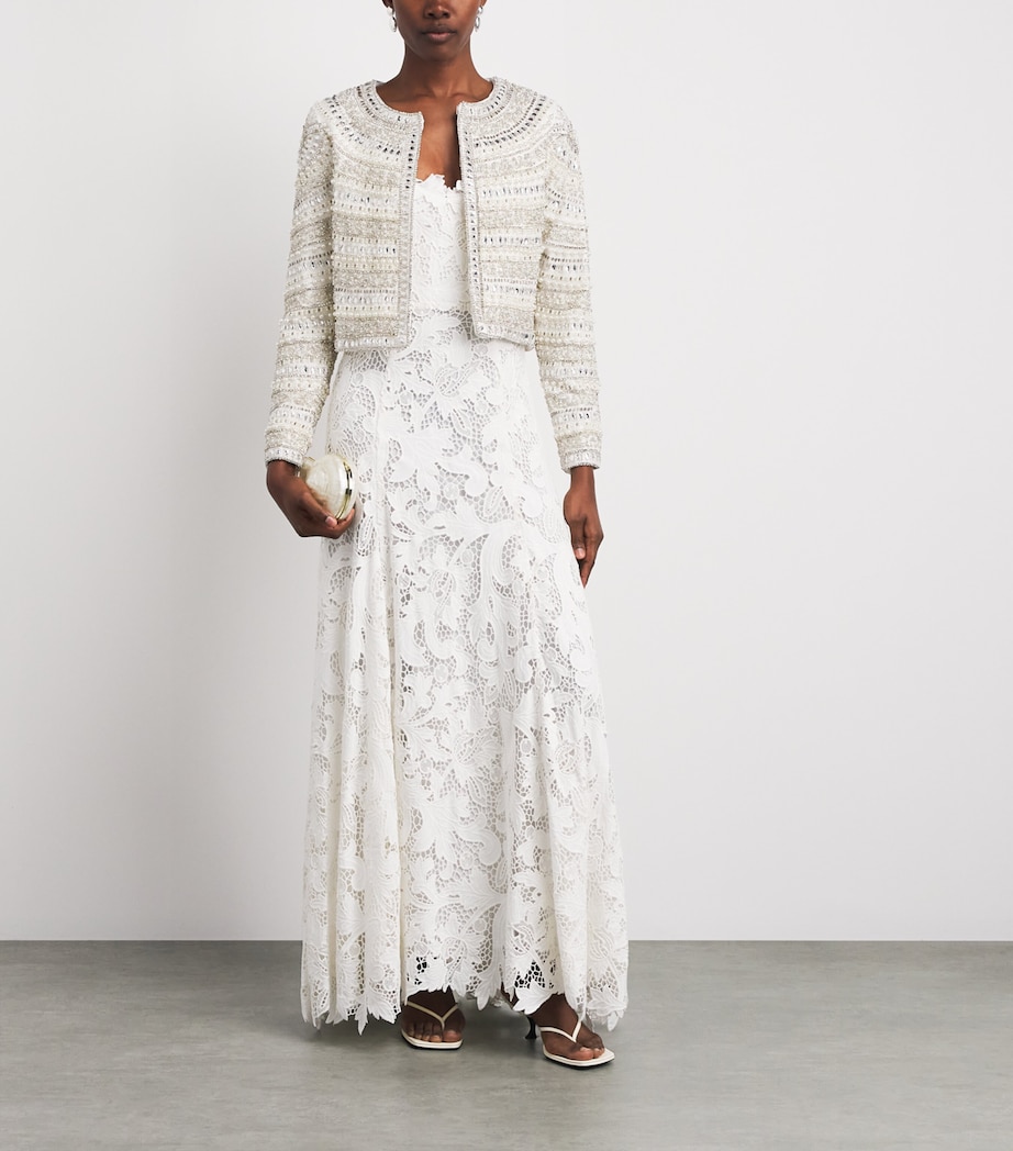 Alice+Olivia Womens Embellished Kidman Jacket Off White/silver Image 2