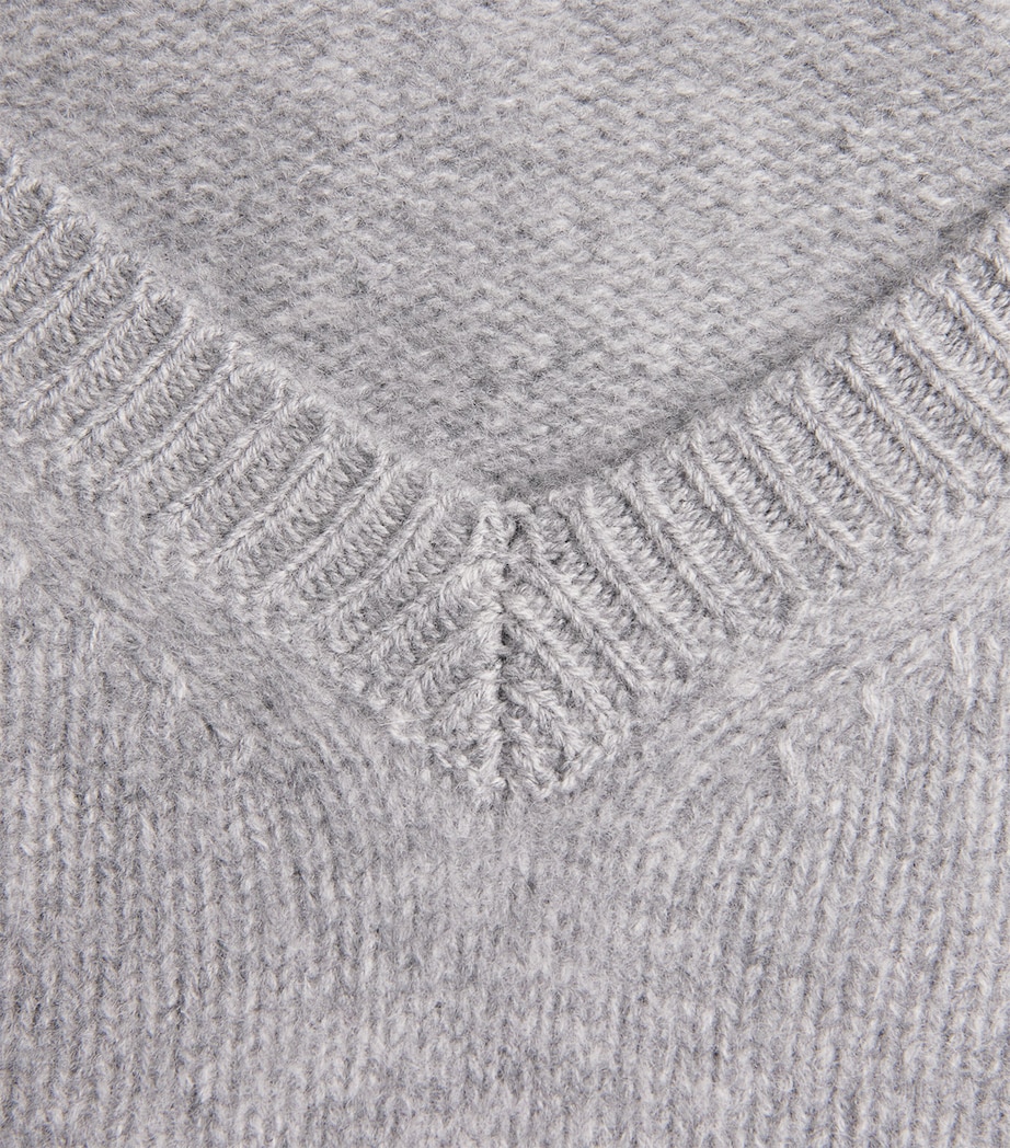 Brushed Cashmere V-Neck Sweater HEATHER GREY Image 5