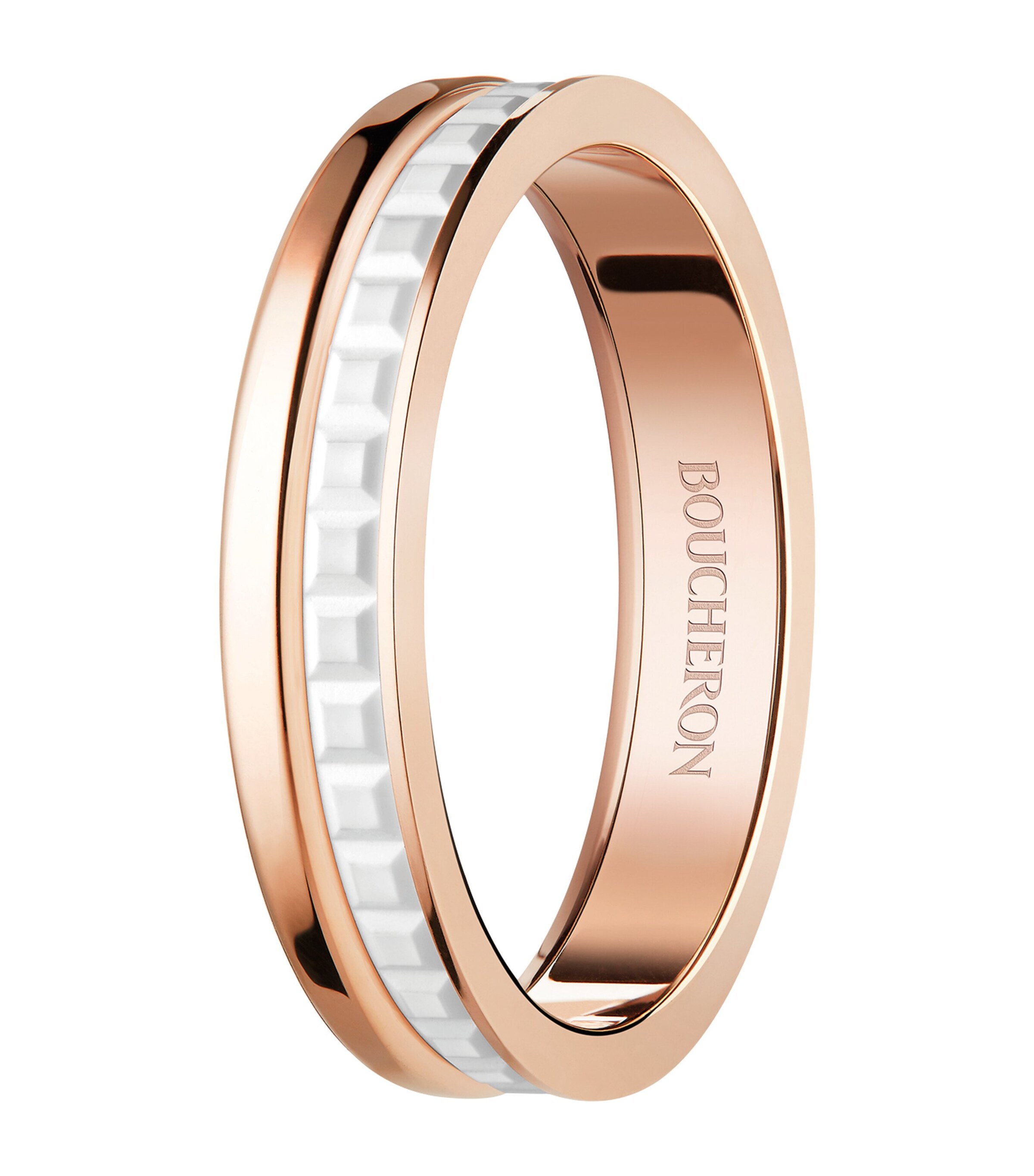 Rose Gold Quatre White Wedding Band NO COLOUR Image 2