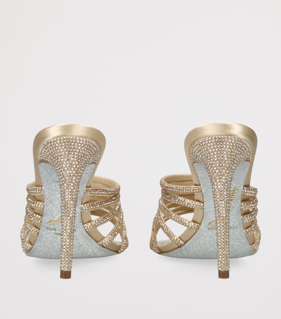 Satin Strappy Heeled Mules 105 GOLD COMB Image 2