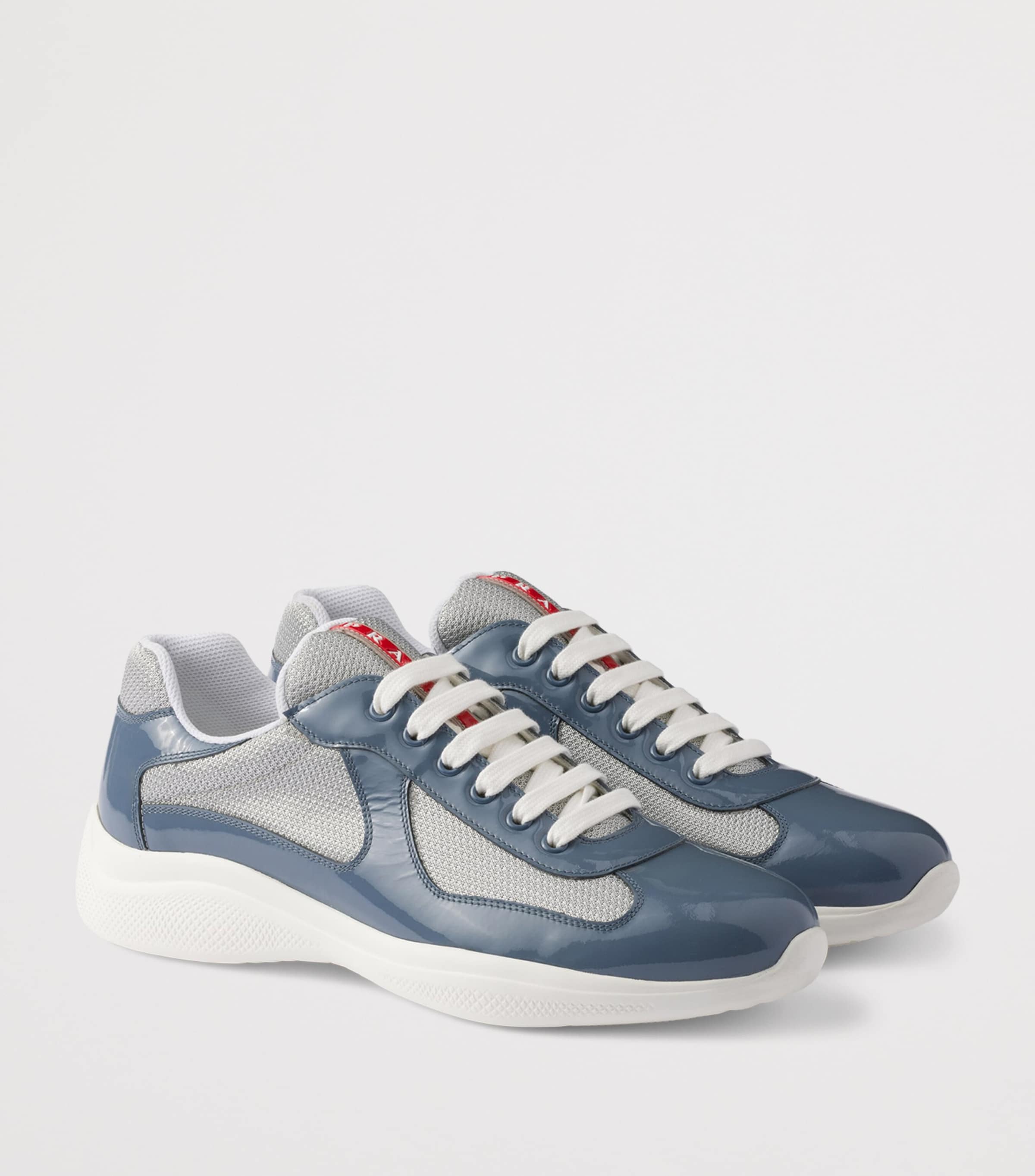 Prada Turquoise Patent Leather-Blend America's Cup Sneakers