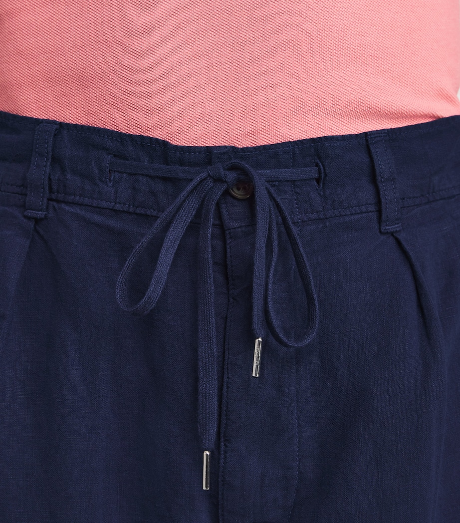 Linen Drawstring Trousers NAVY Image 6