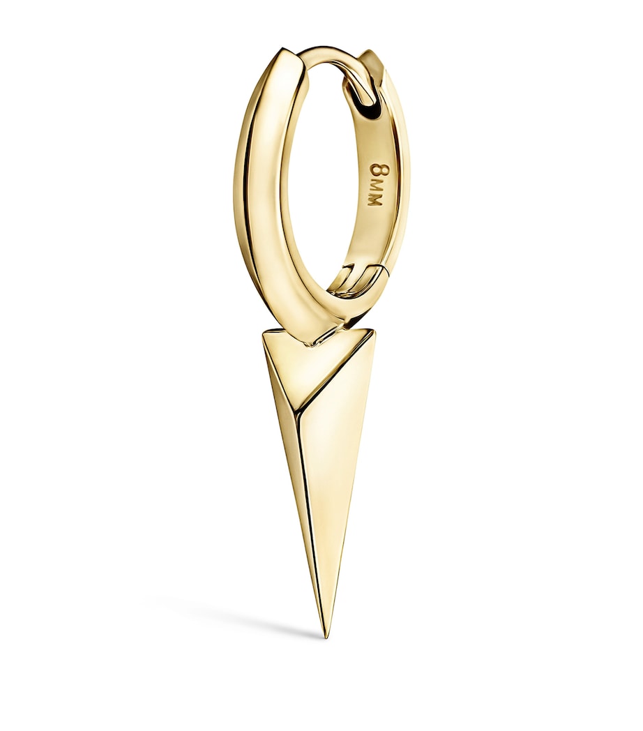 Yellow Gold Faceted Single Long Spike Hoop Earring (8mm) YELLOW GOLD Image 1