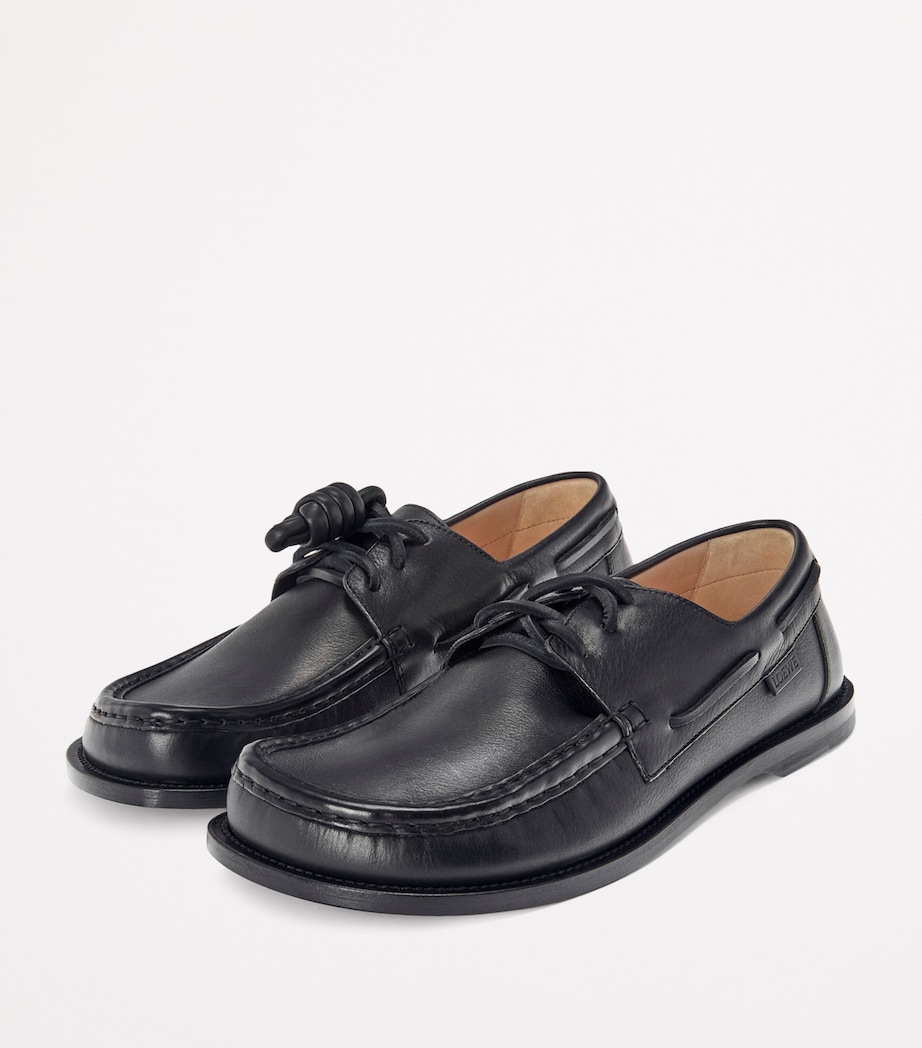Leather Campo Boat Shoes BLACK Image 3