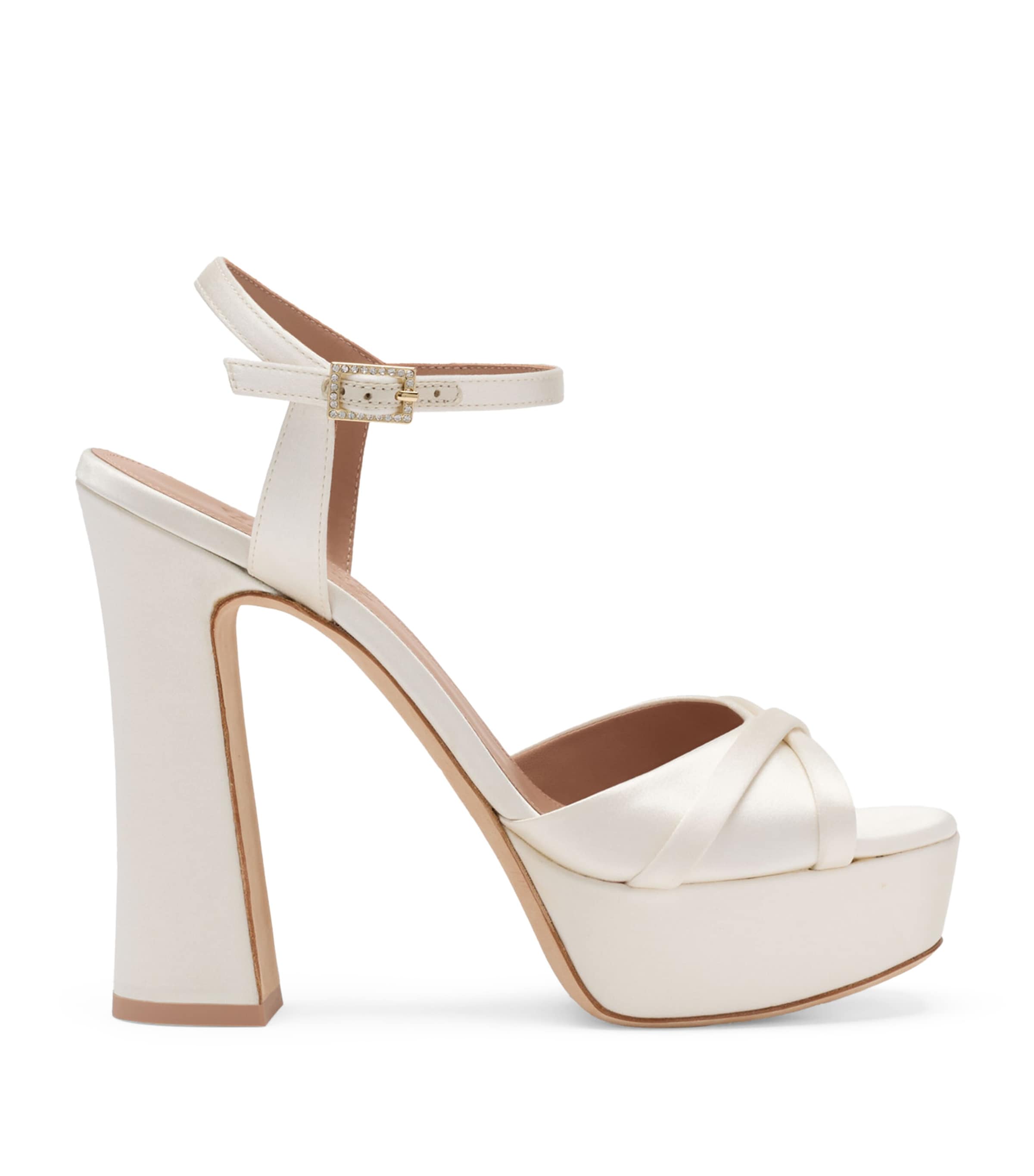 Malone Souliers Satin Keaton Platform Sandals 125 Ivory