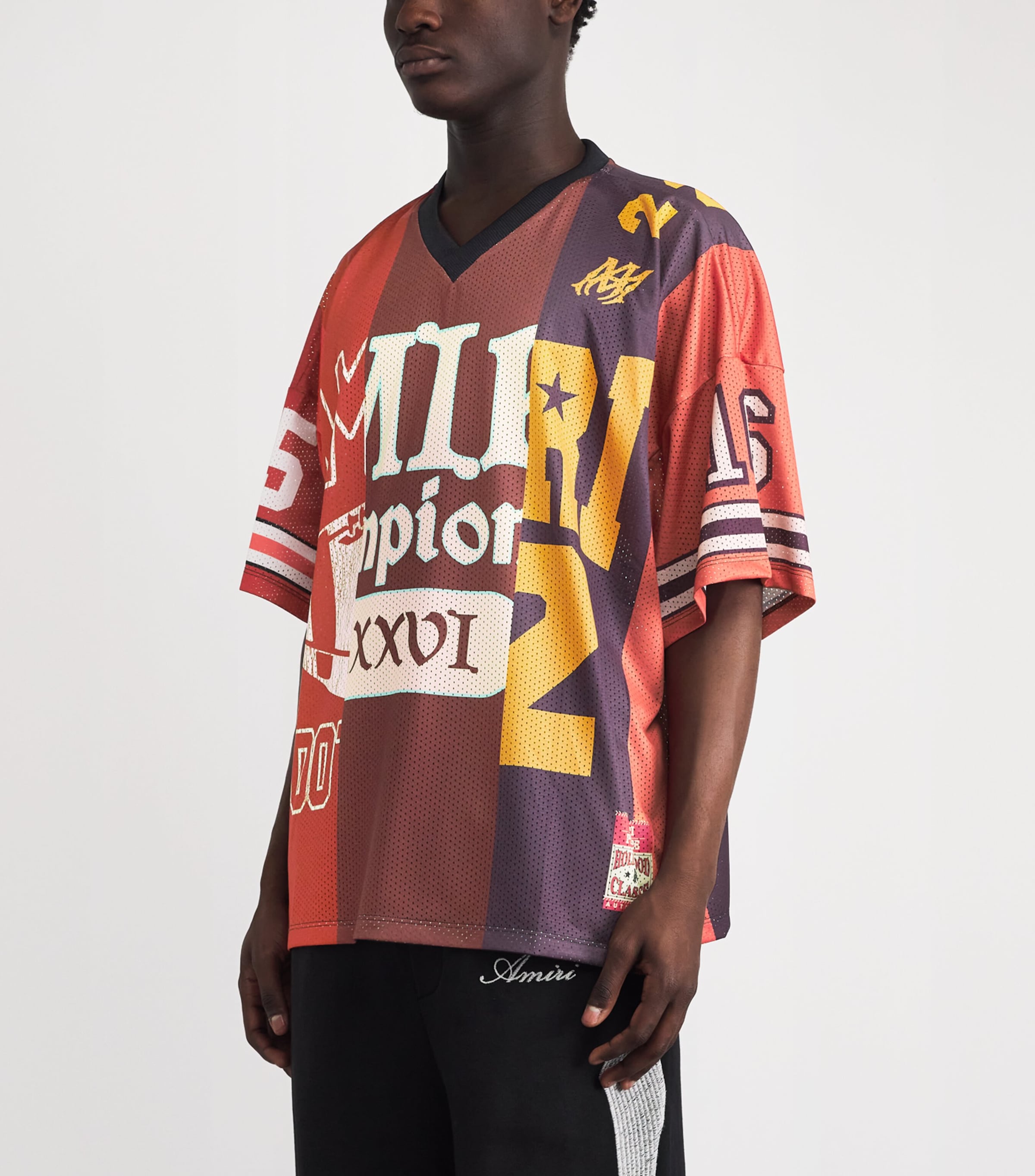 AMIRI Red Mesh Spliced Oversized T-Shirt | Harrods UK