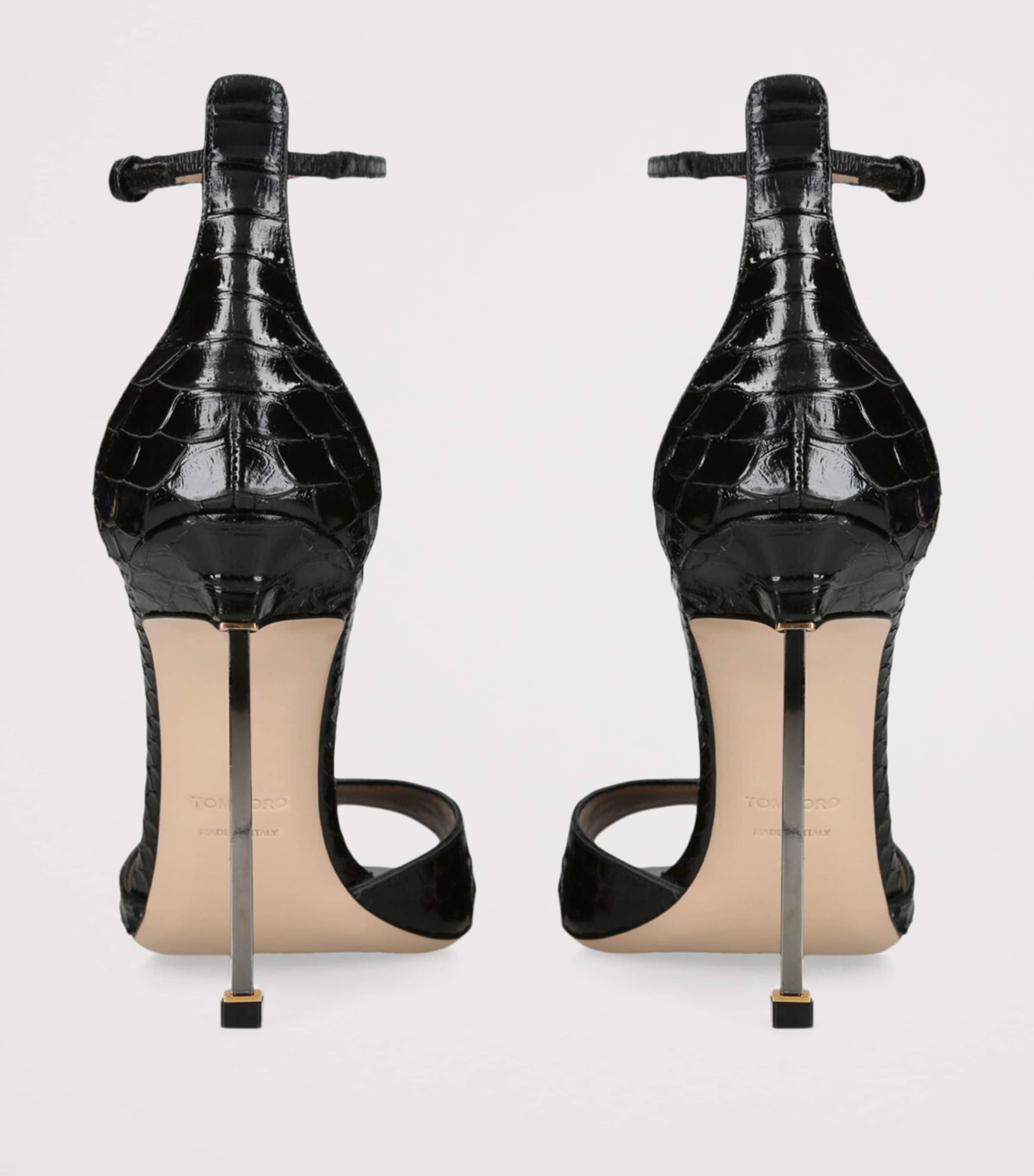 Leather Pin-Heel Sandals 105 BLACK Image 2
