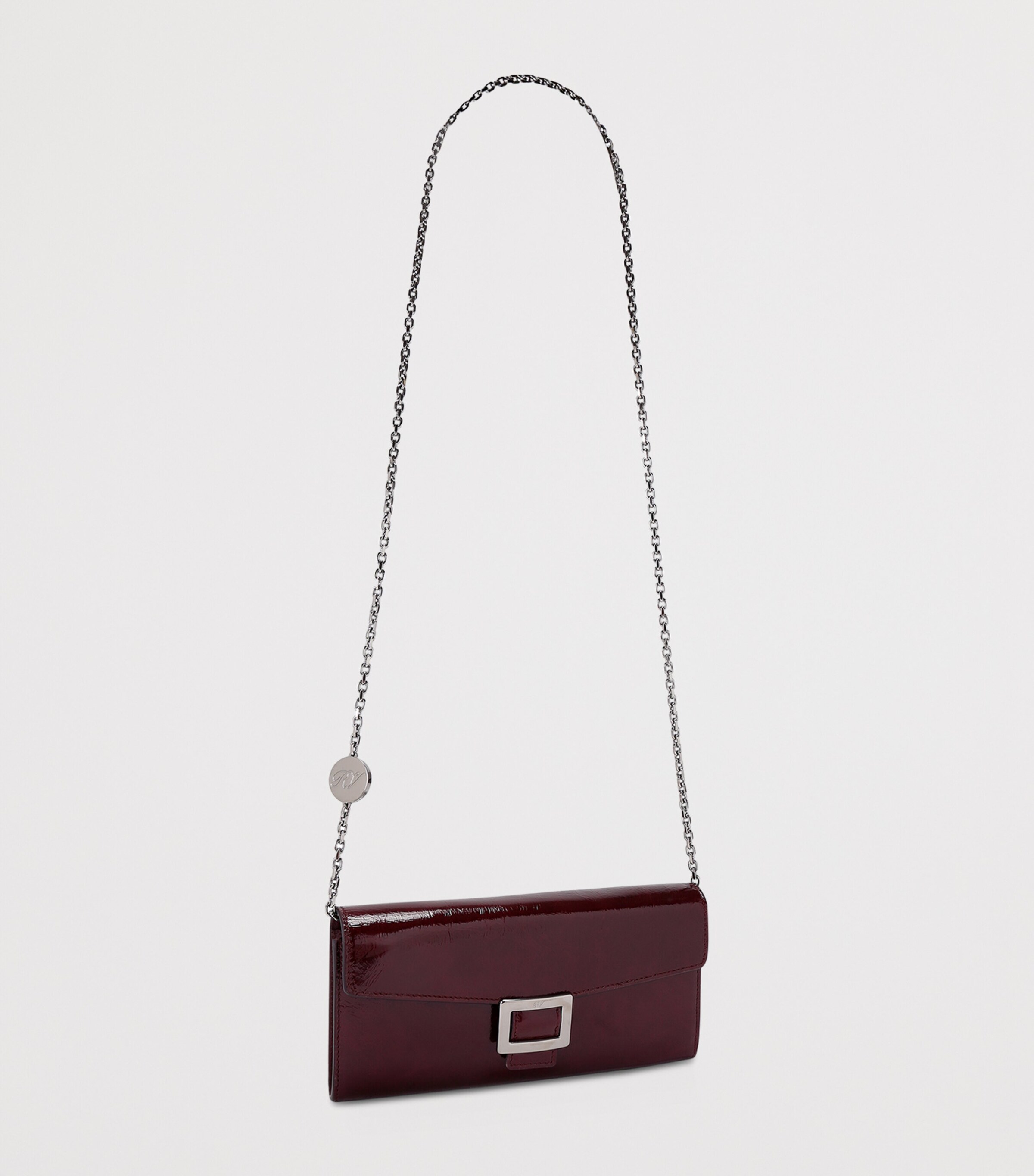 Roger Vivier Patent Leather Belle Vivier Wallet on Chain Purple Image 3