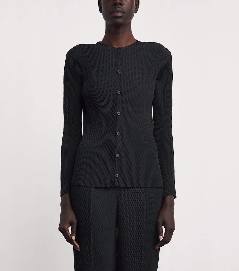 Issey Miyake Womens Rhombus Pleats Cardigan Black Image 4