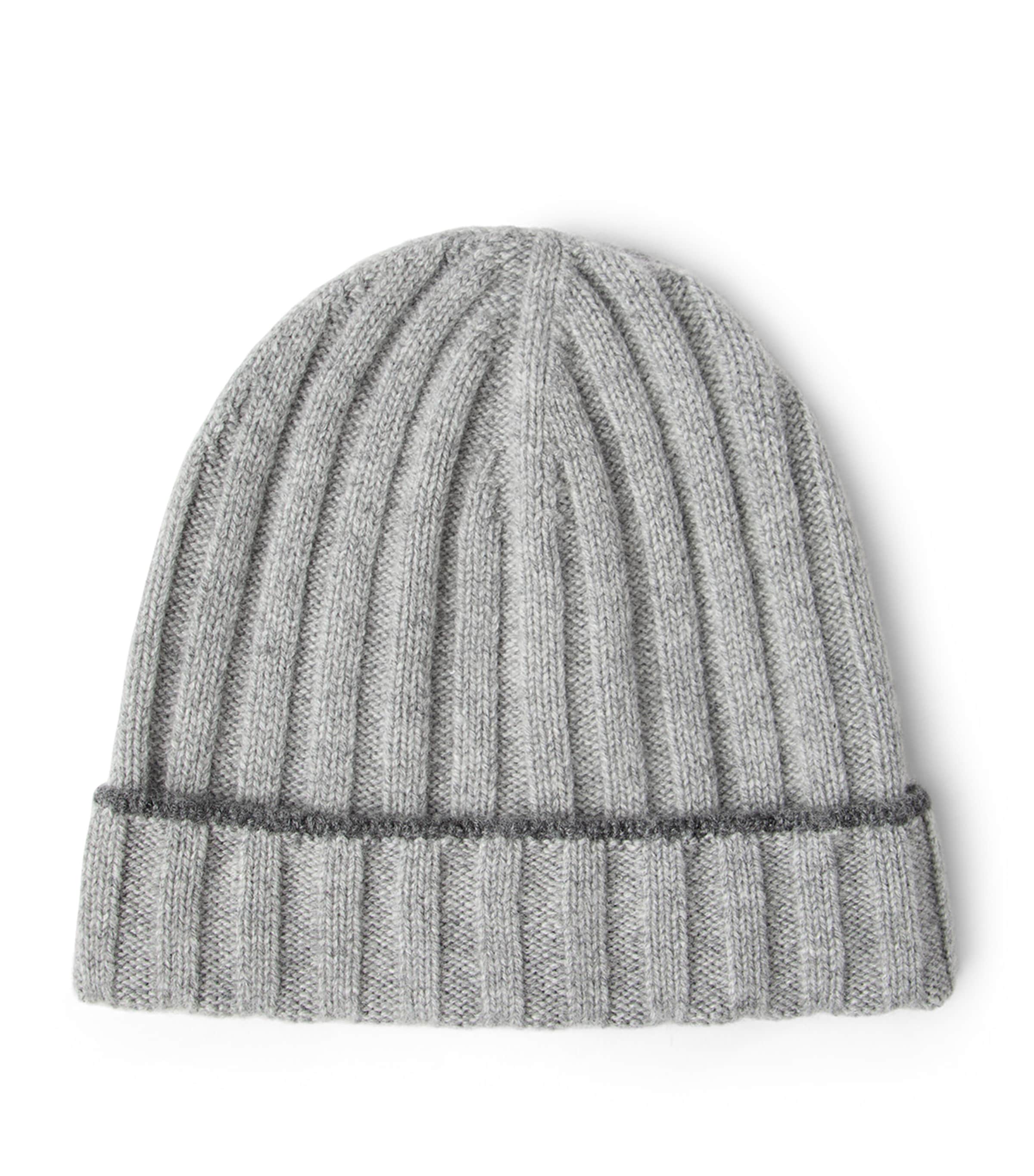 Brunello Cucinelli Cashmere Ribbed Beanie In Gray