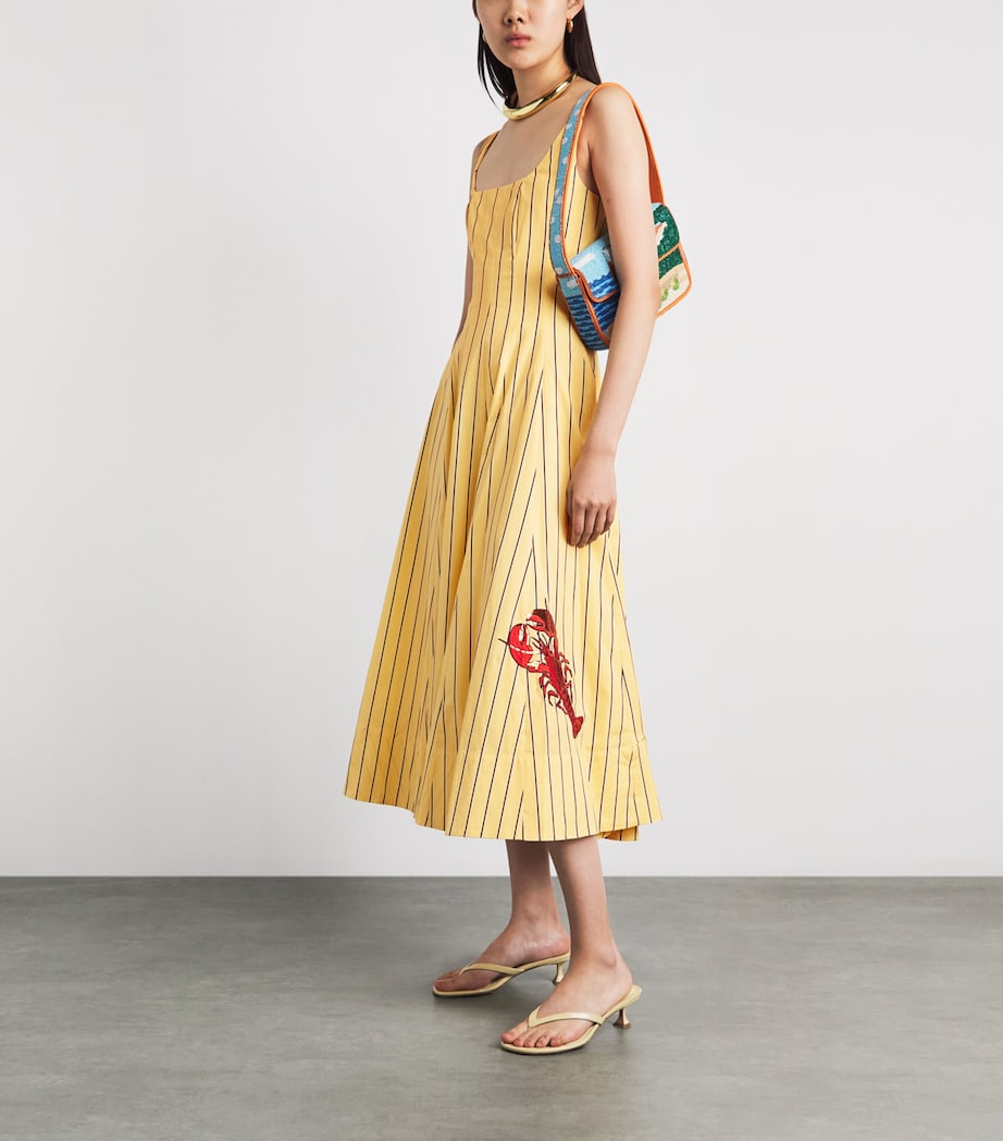 STAUD Womens Stripe Wells Midi Dress Mndy Strp Lbstr Image 2