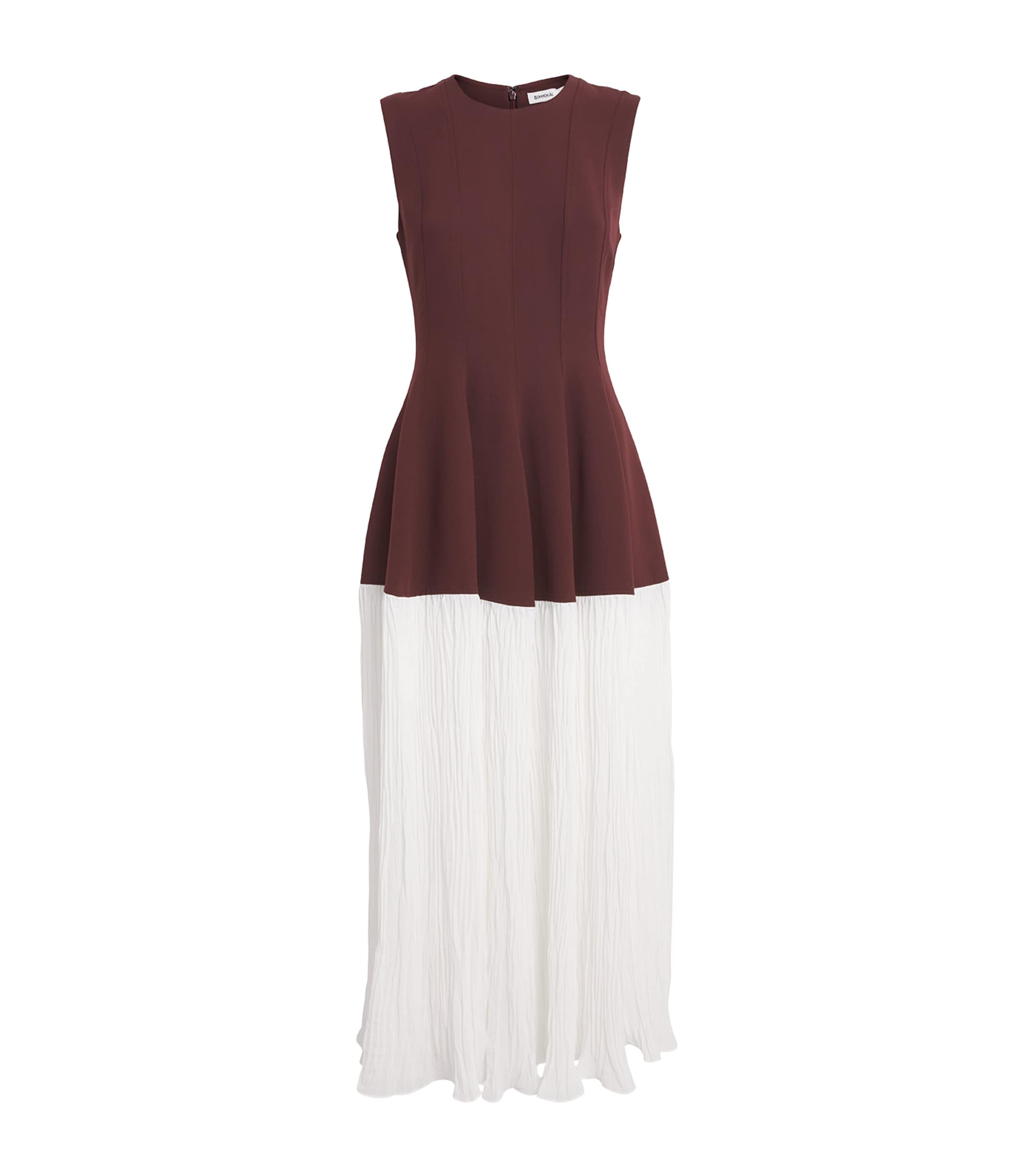 Simkhai Pleated Raleigh Midi Dress In Brown
