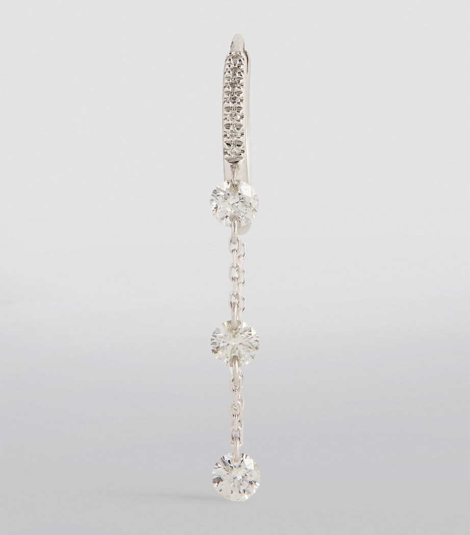 White Gold and Diamond Drop Huggie Single Earring WHITE GOLD Image 2