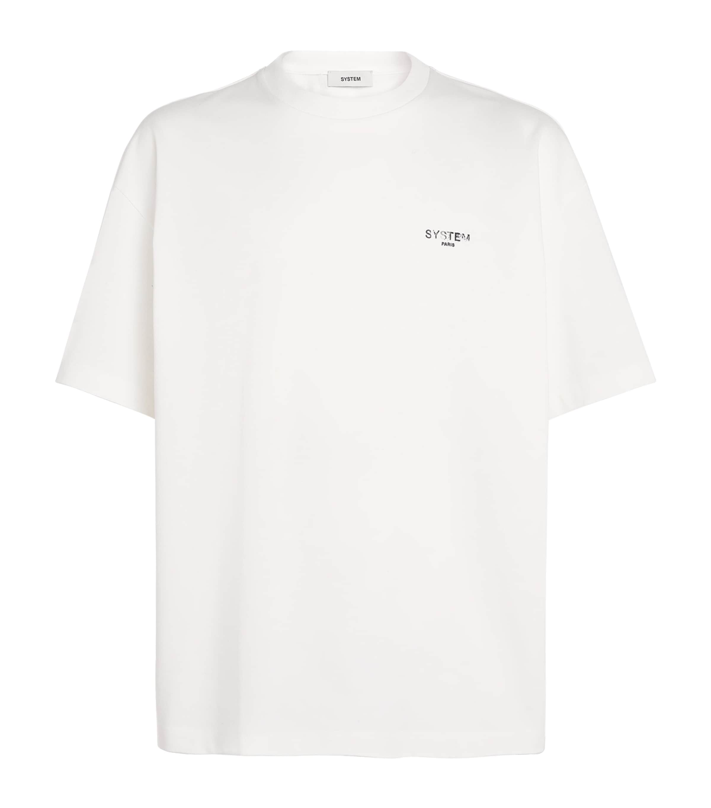 System Mens Cotton Logo T-Shirt Off White Image 1