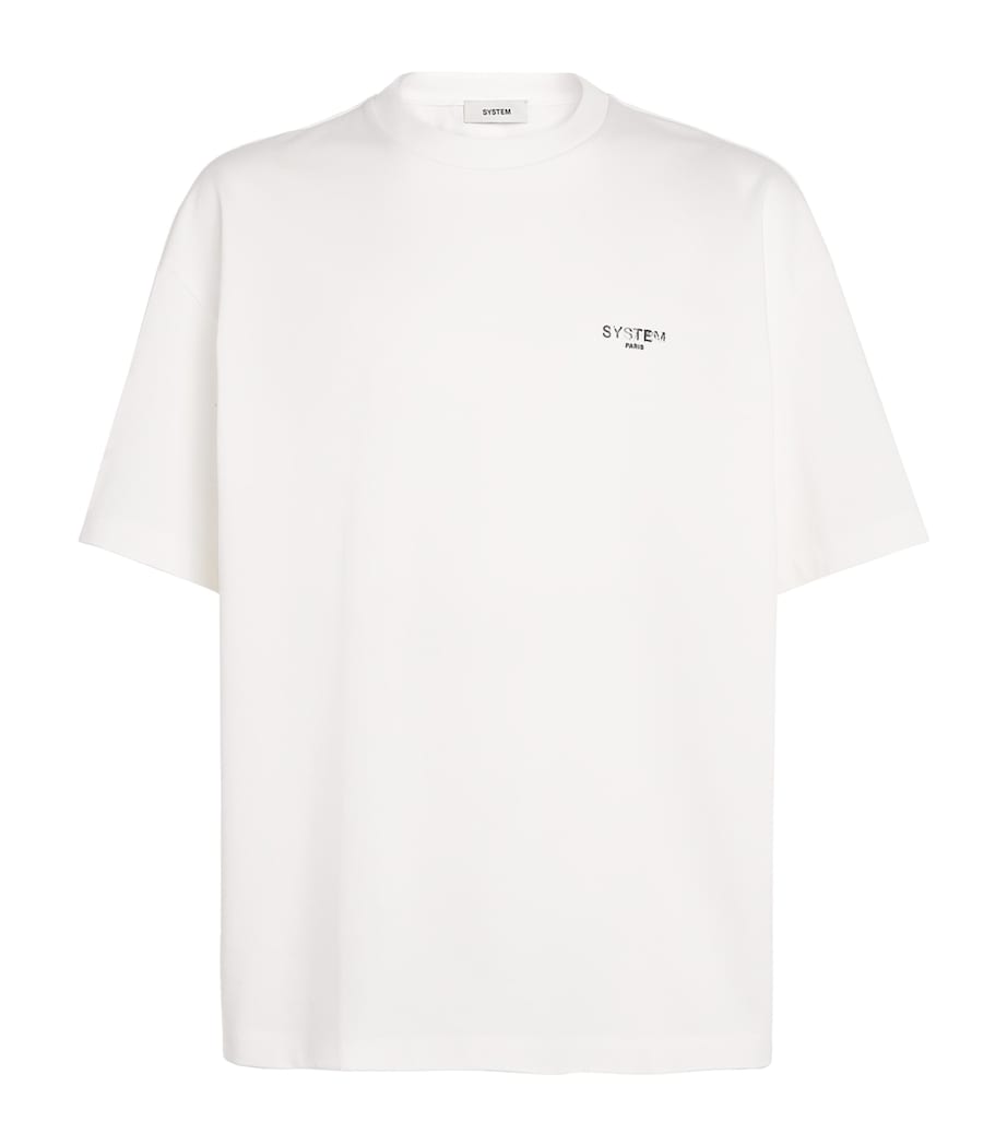 System Mens Cotton Logo T-Shirt Off White Image 1