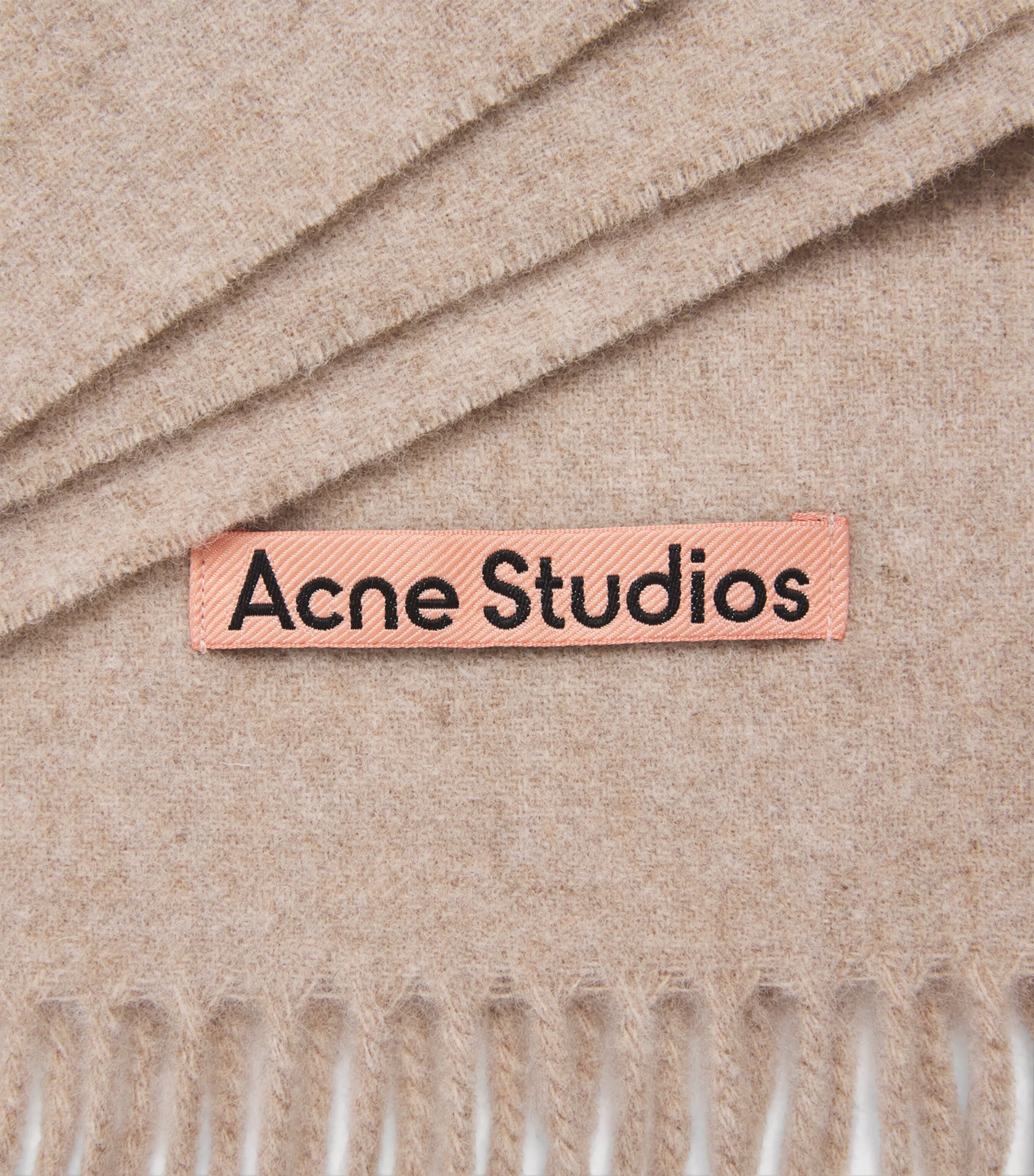 Acne Studios Wool Logo Scarf Oatmeal Melange Image 4