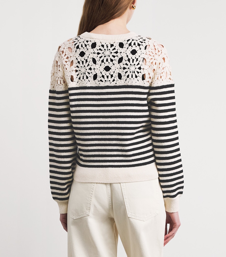 FRAME Womens The Coastal Striped Cardigan Cream Multi Image 5